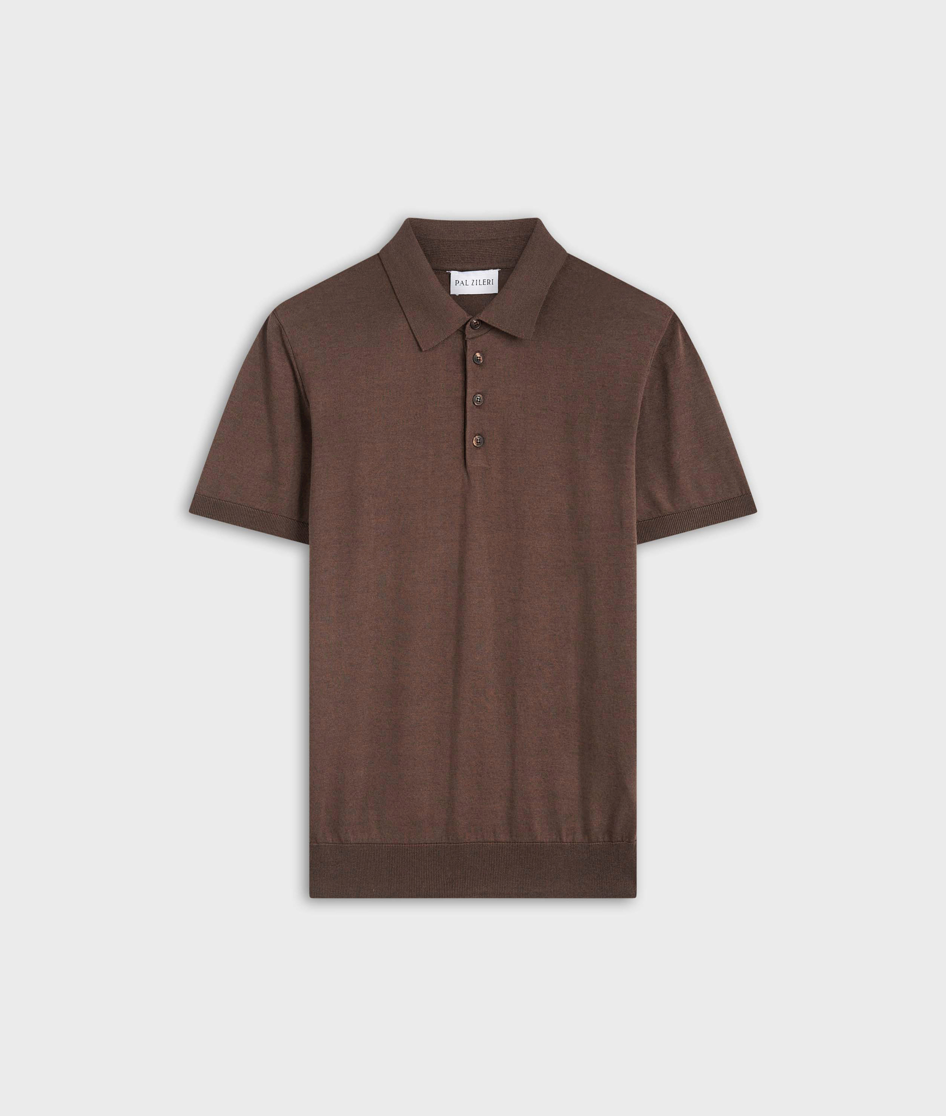 Knit Polo In Silk And Cotton Brown | Pal Zileri