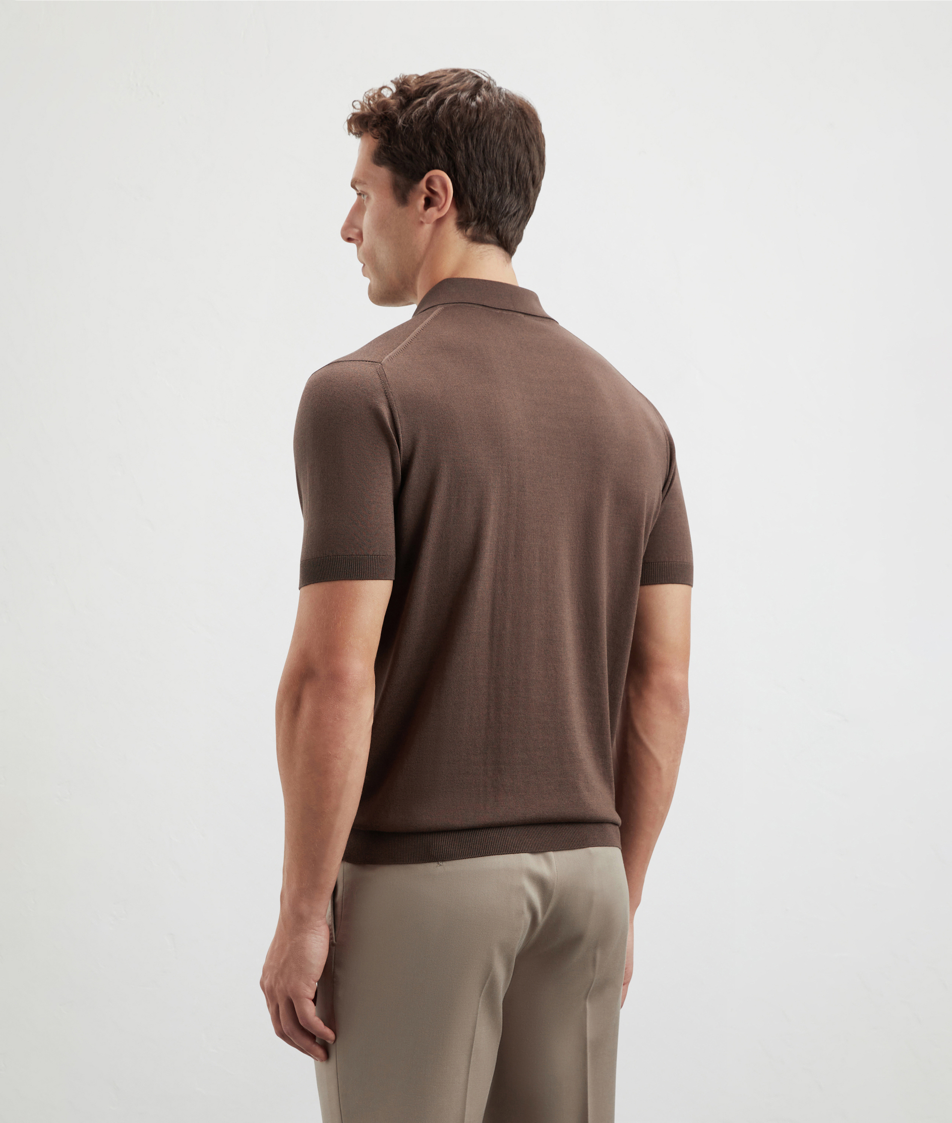 Knit Polo In Silk And Cotton Brown | Pal Zileri