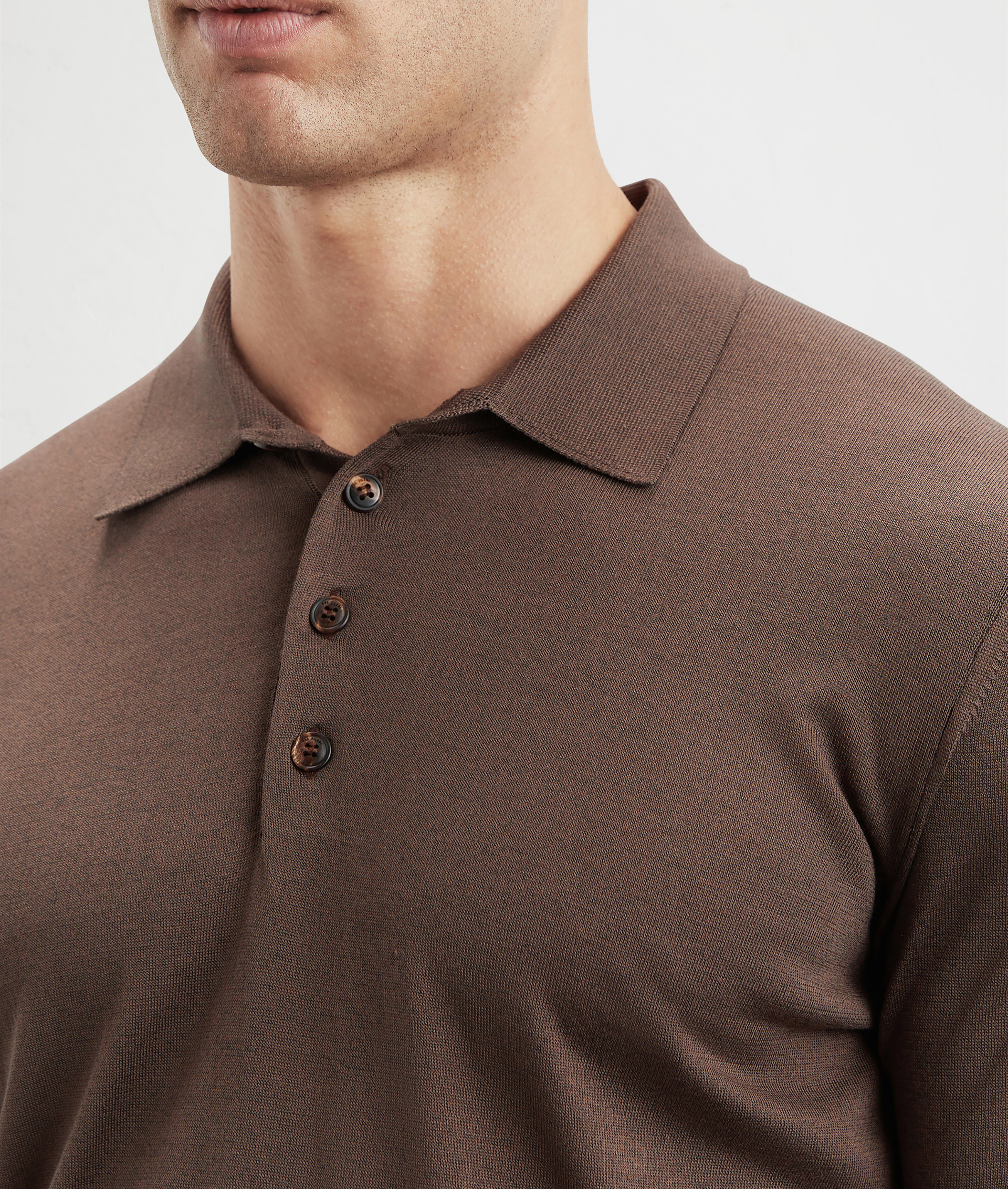 Knit Polo In Silk And Cotton Brown | Pal Zileri