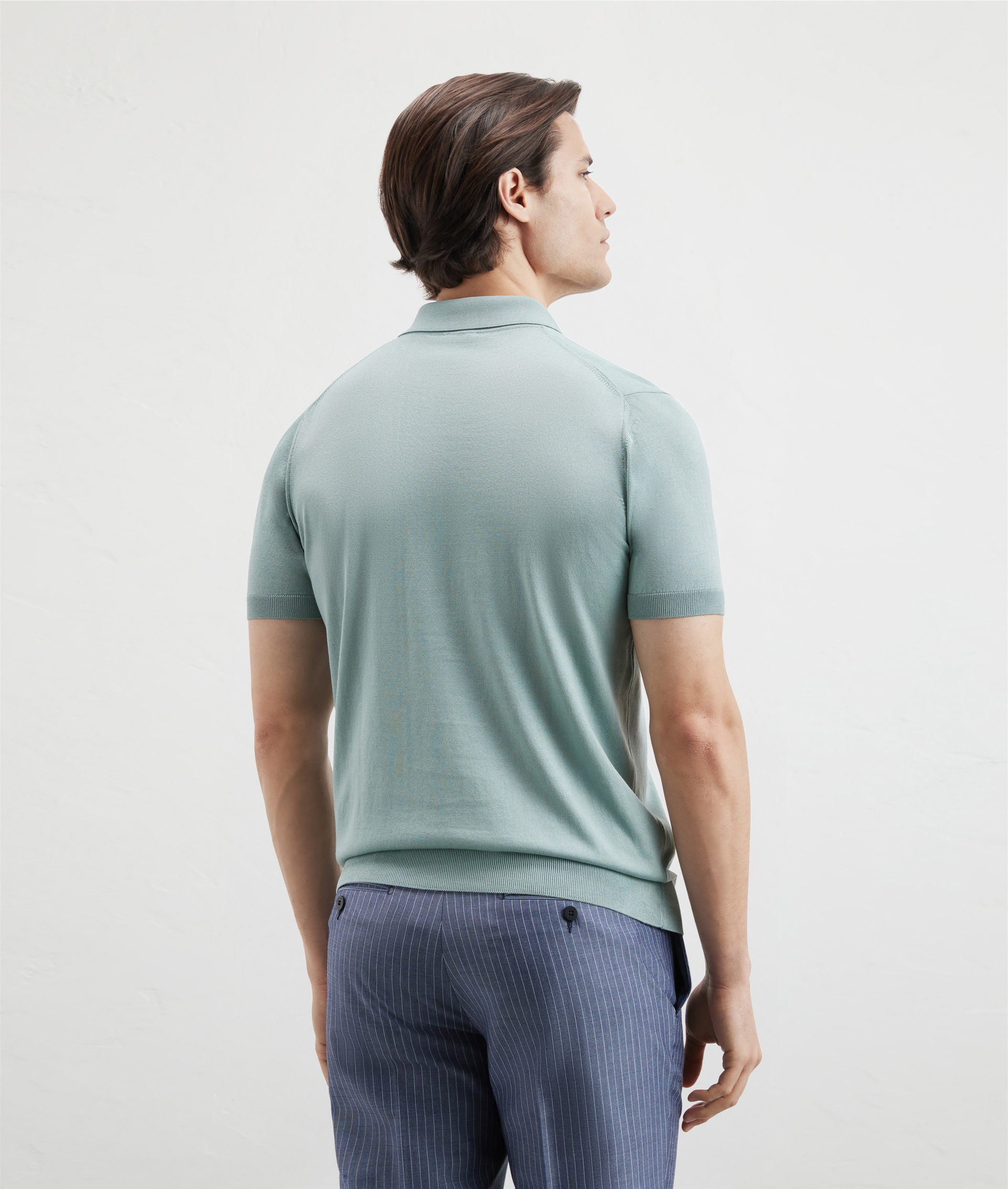 Knit Polo In Silk And Cotton Light Green | Pal Zileri