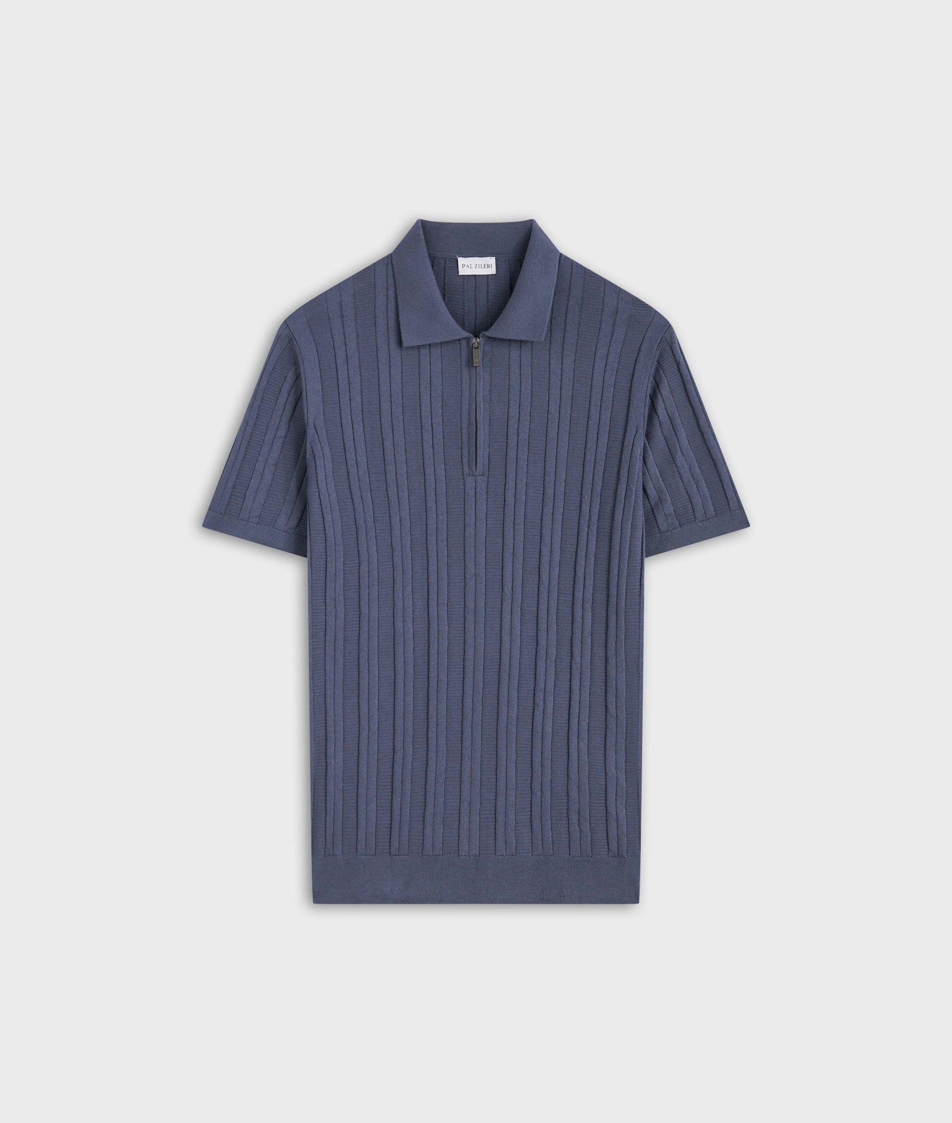 Polo In Pure Cotton Striped Light Blue | Pal Zileri