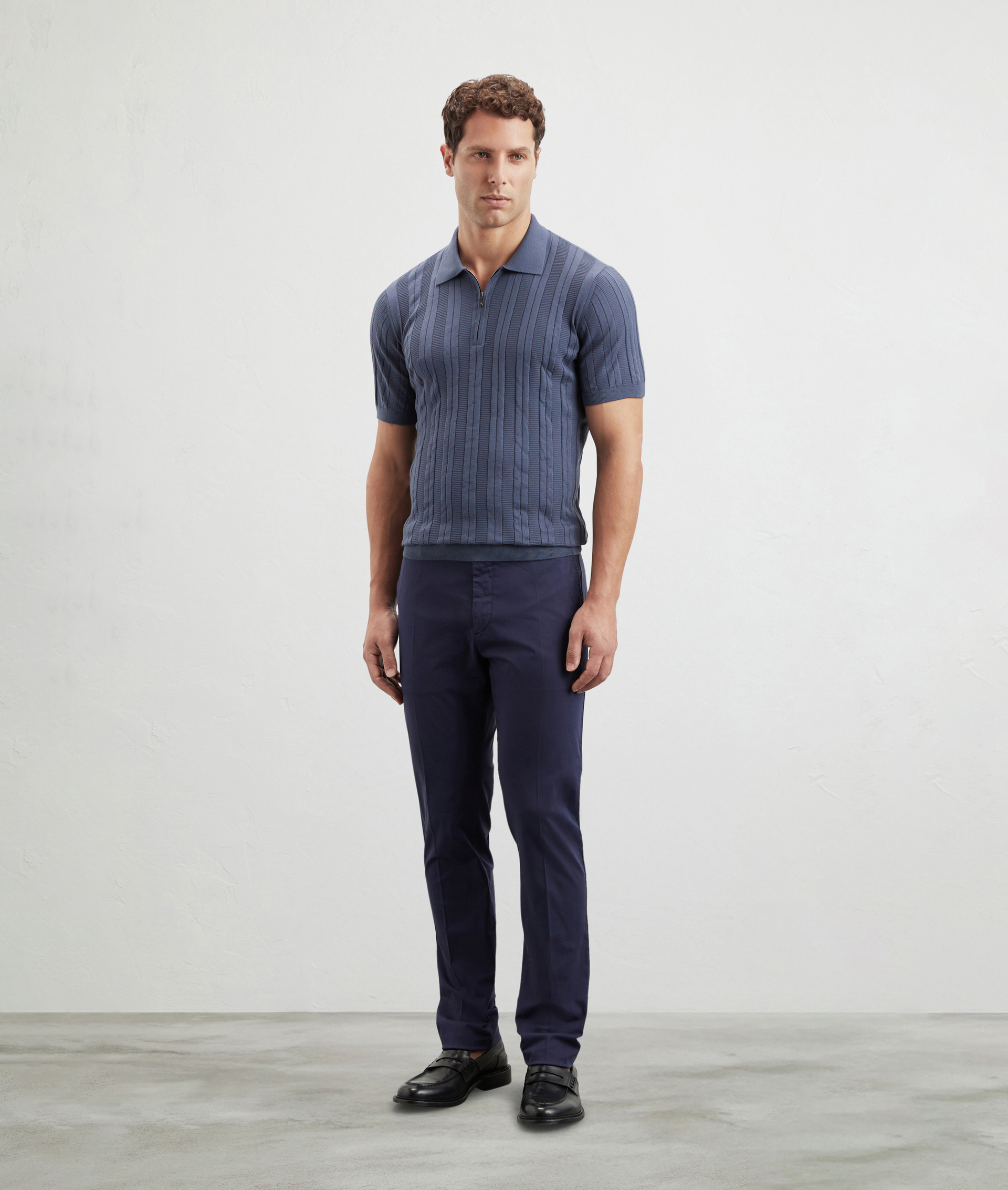 Polo In Pure Cotton Striped Light Blue | Pal Zileri