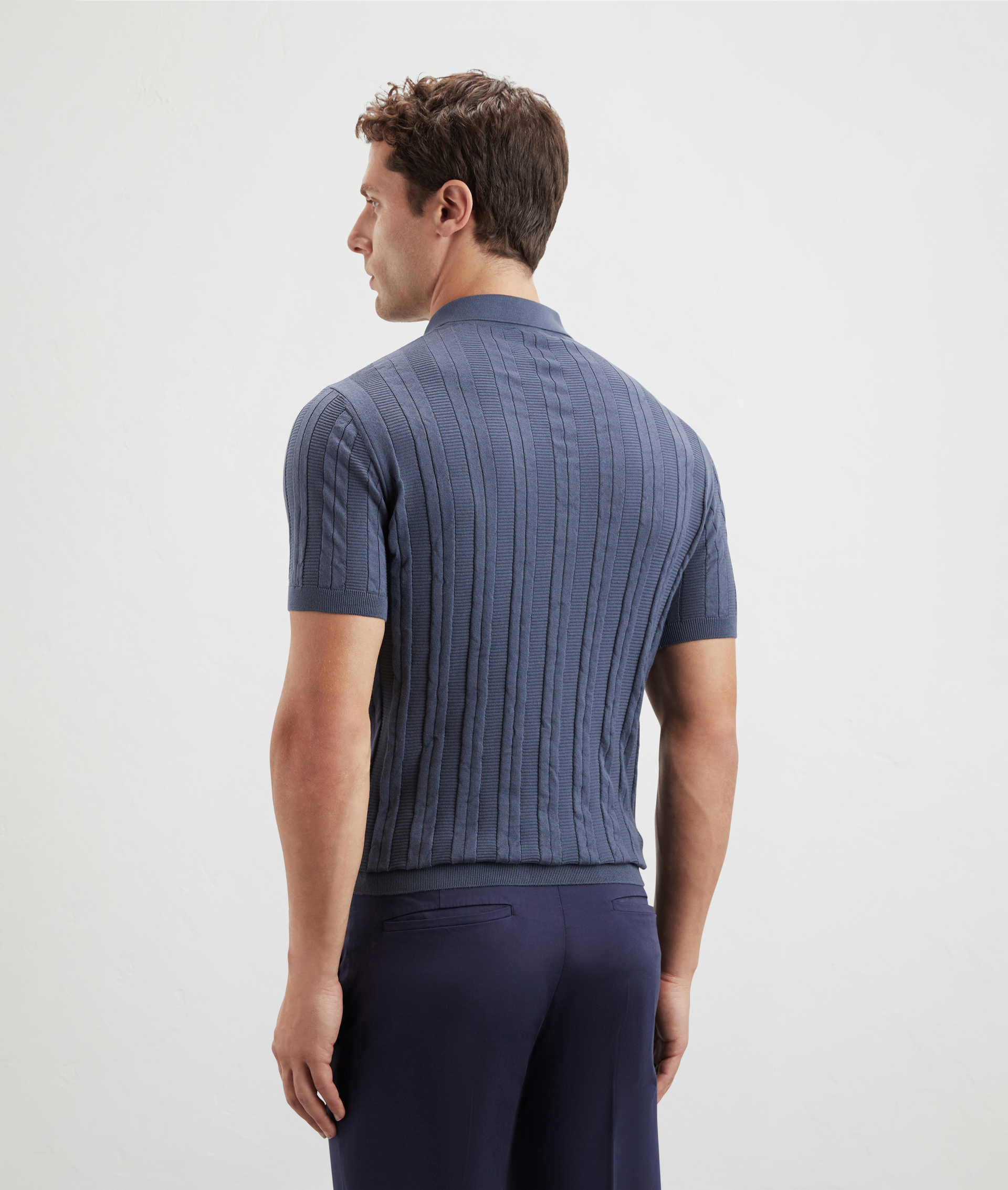 Polo In Pure Cotton Striped Light Blue | Pal Zileri