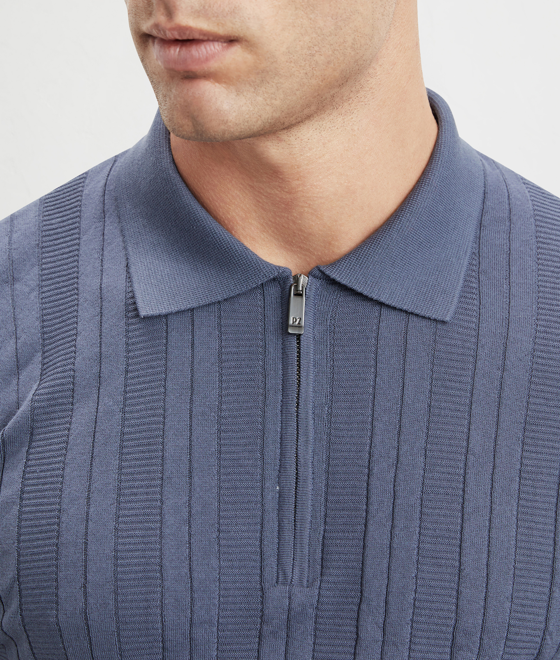 Polo In Pure Cotton Striped Light Blue | Pal Zileri