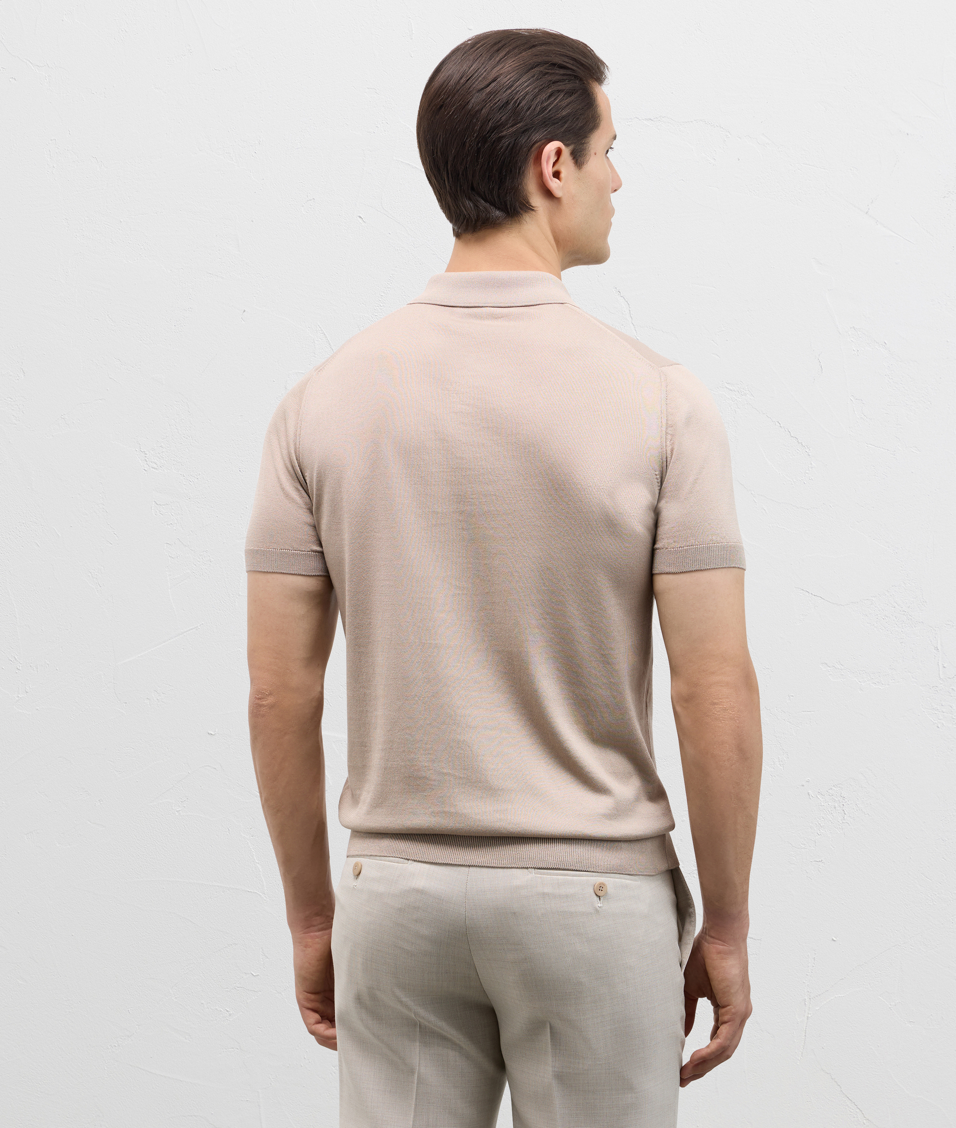 Knit Polo With Zip In Silk And Cotton Light Brown | Pal Zileri