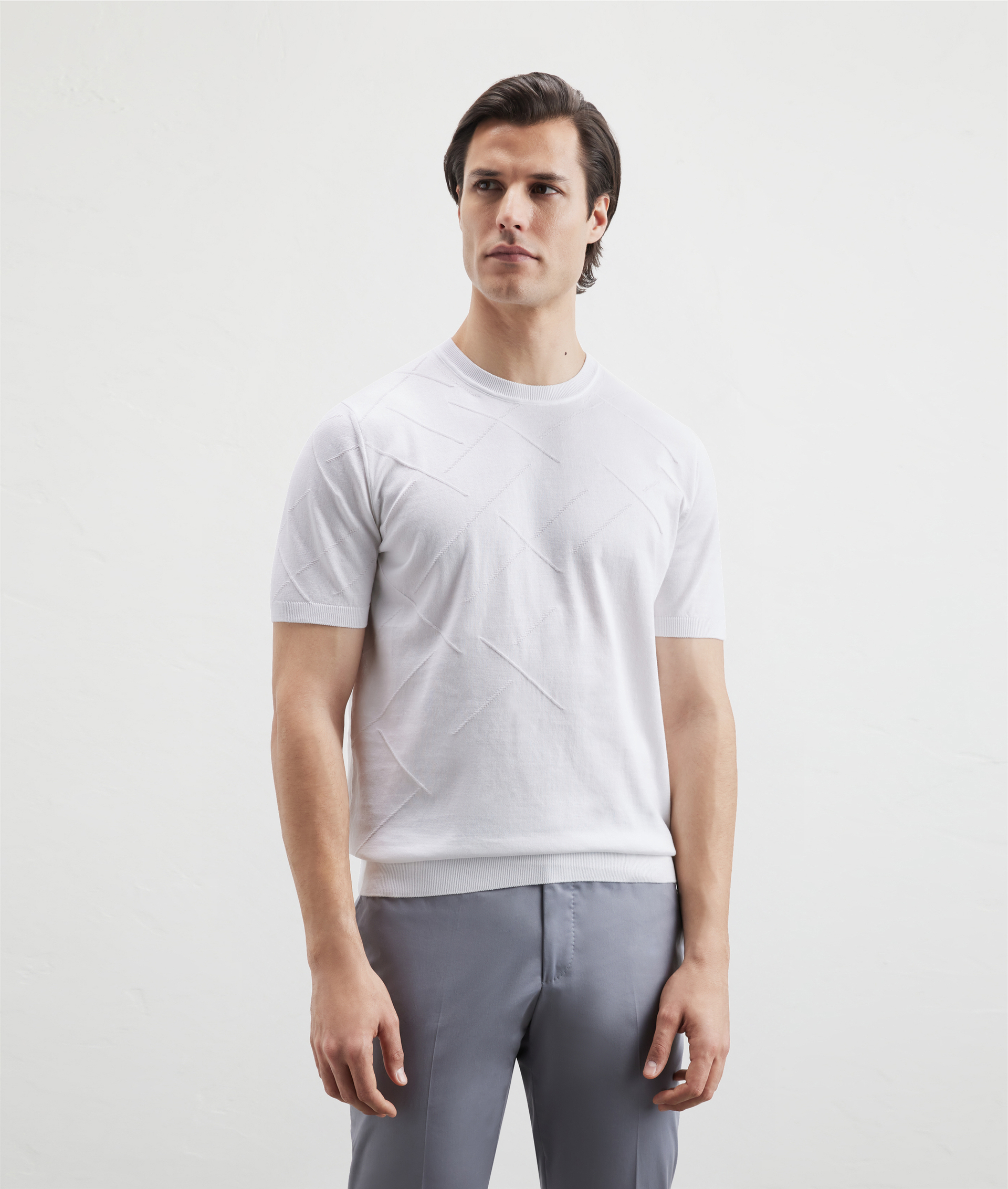 Crewneck Sweater In Pure Cotton Light Blue | Pal Zileri