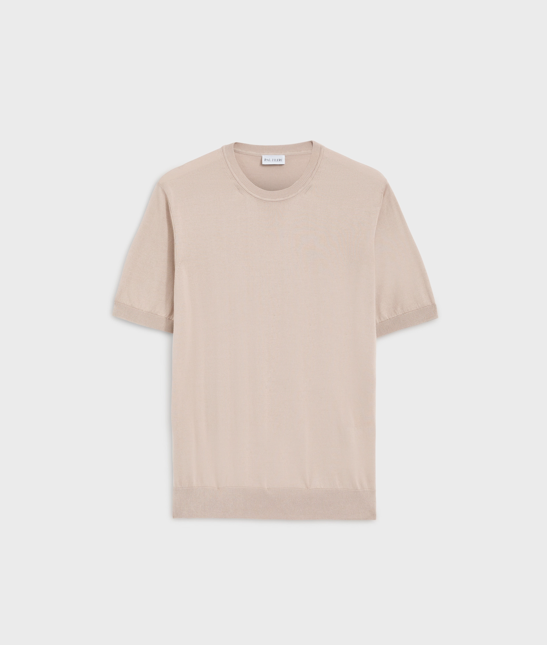 Crewneck Sweater In Silk And Cotton Jersey Light Brown | Pal Zileri