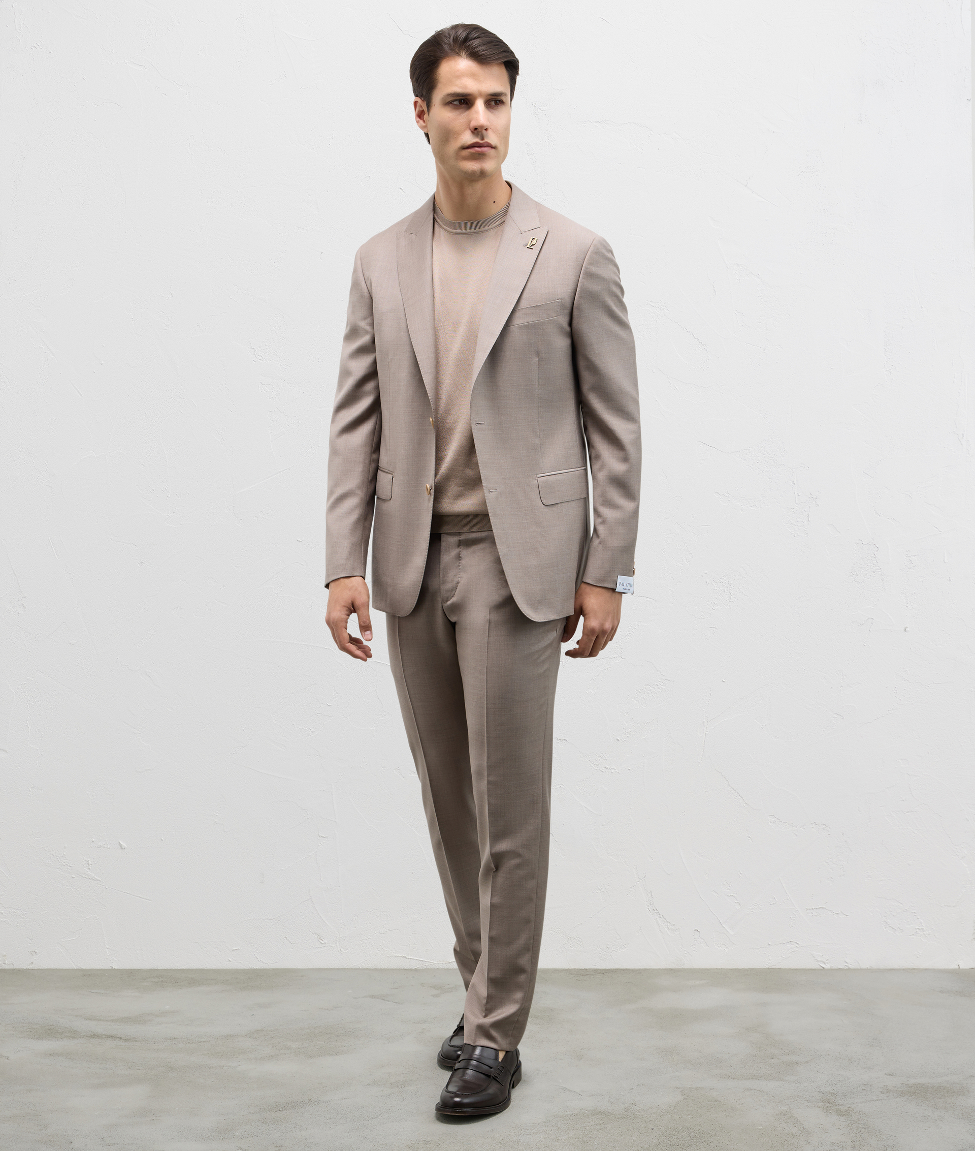 Crewneck Sweater In Silk And Cotton Jersey Light Brown | Pal Zileri