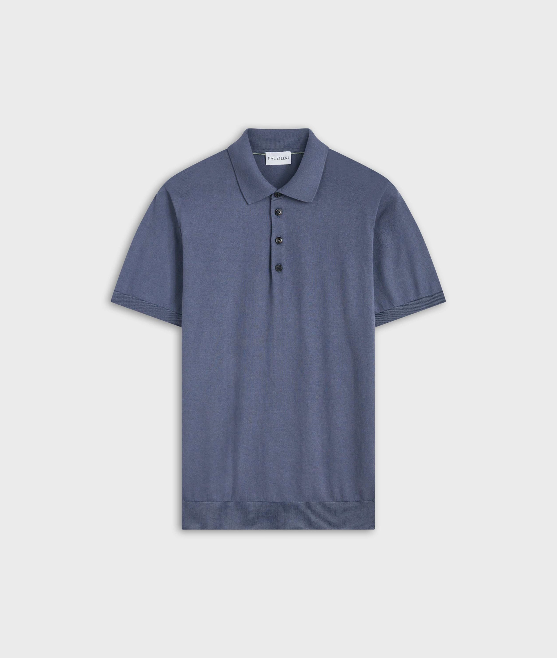 Polo In Maglia In Puro Cotone Con Chiusura A 3 Bottoni Azzurro | Pal Zileri