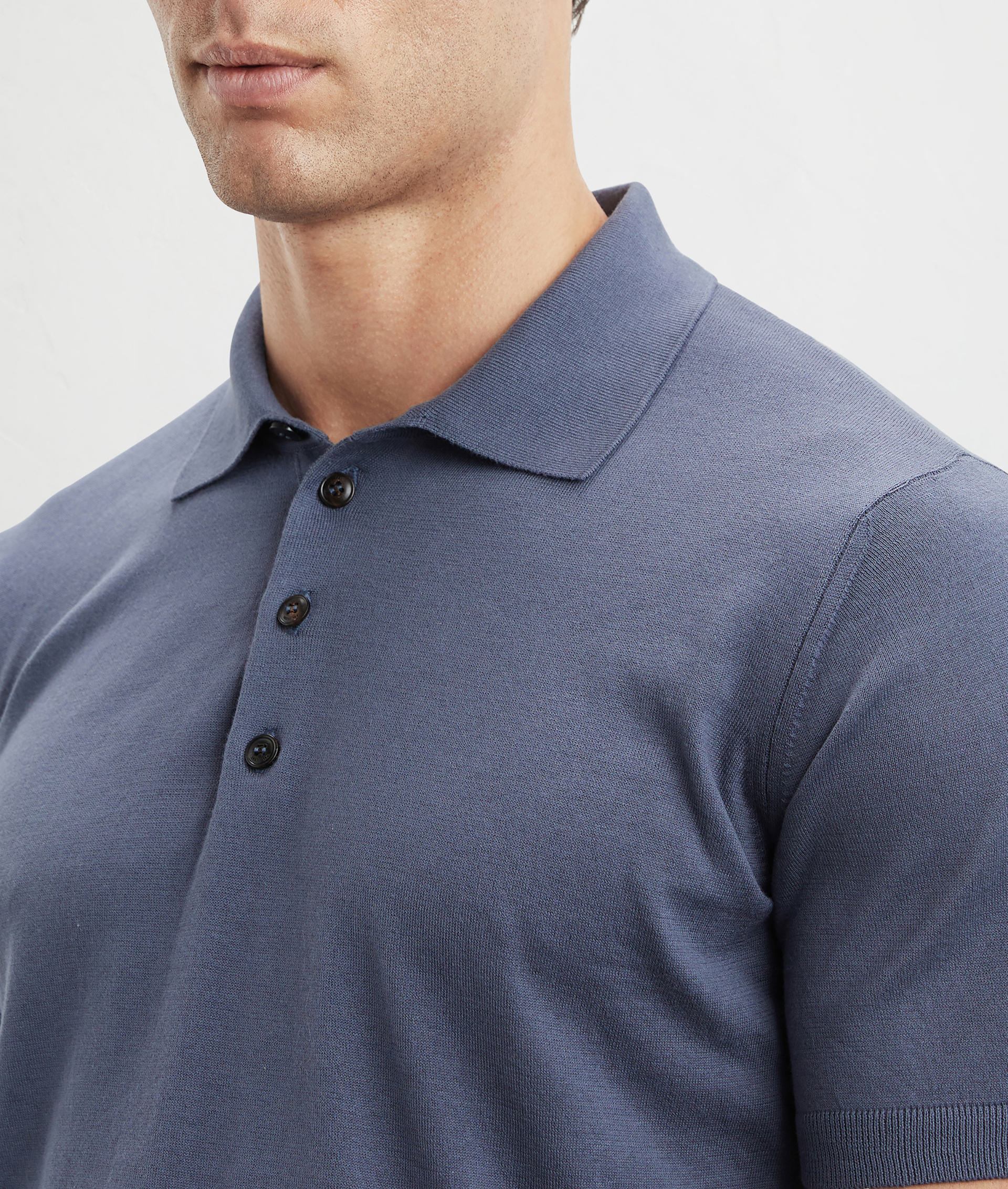 Knit Polo In Pure Cotton With 3-Button Closure Light Blue | Pal Zileri
