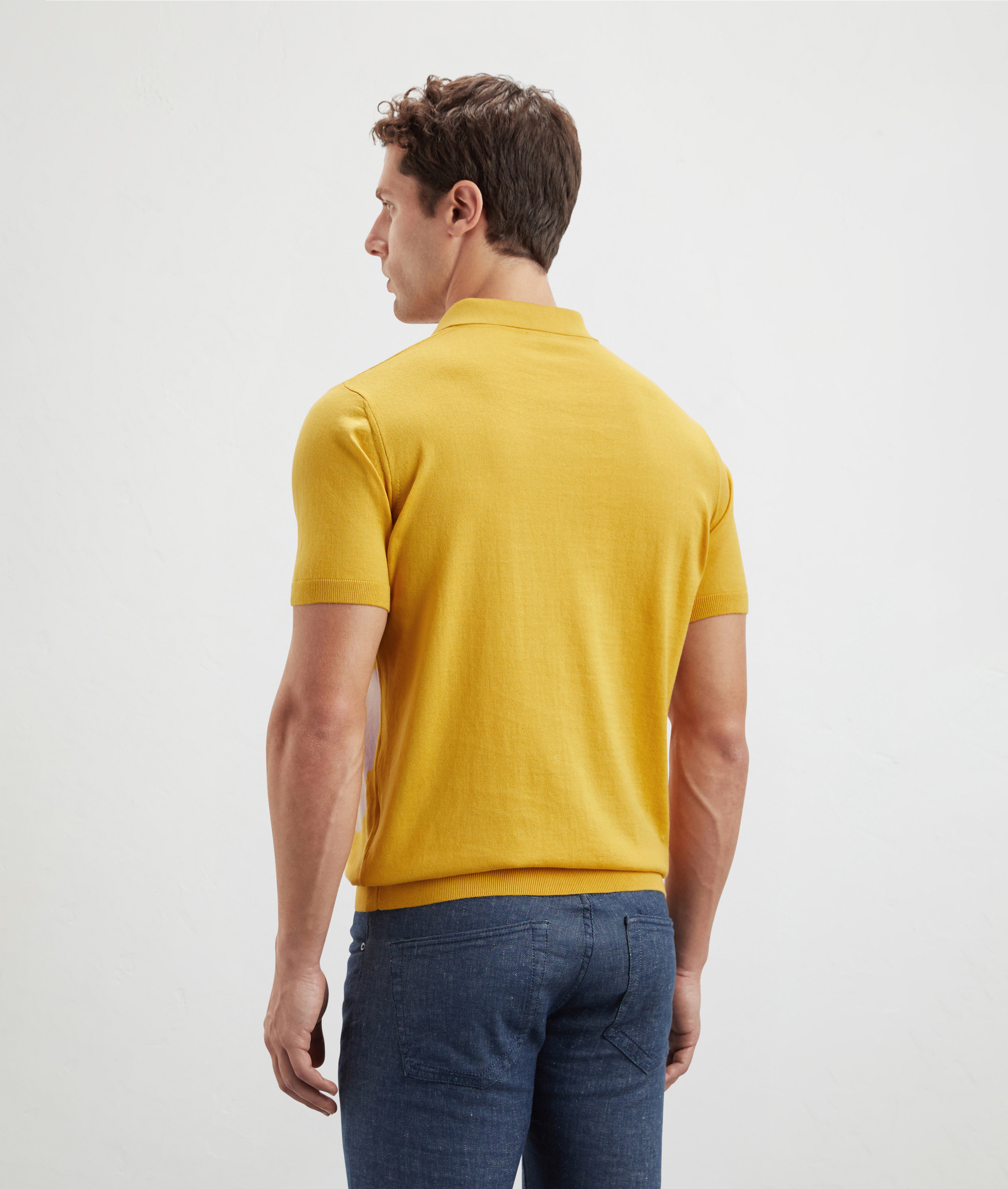 Knit Polo In Pure Cotton With 3-Button Closure Mustard | Pal Zileri