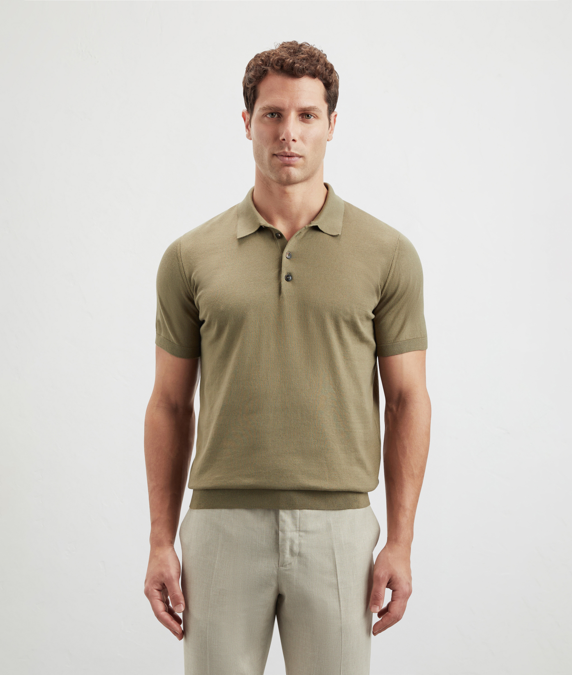 Knitted Polo In Pure Cotton Light Green | Pal Zileri