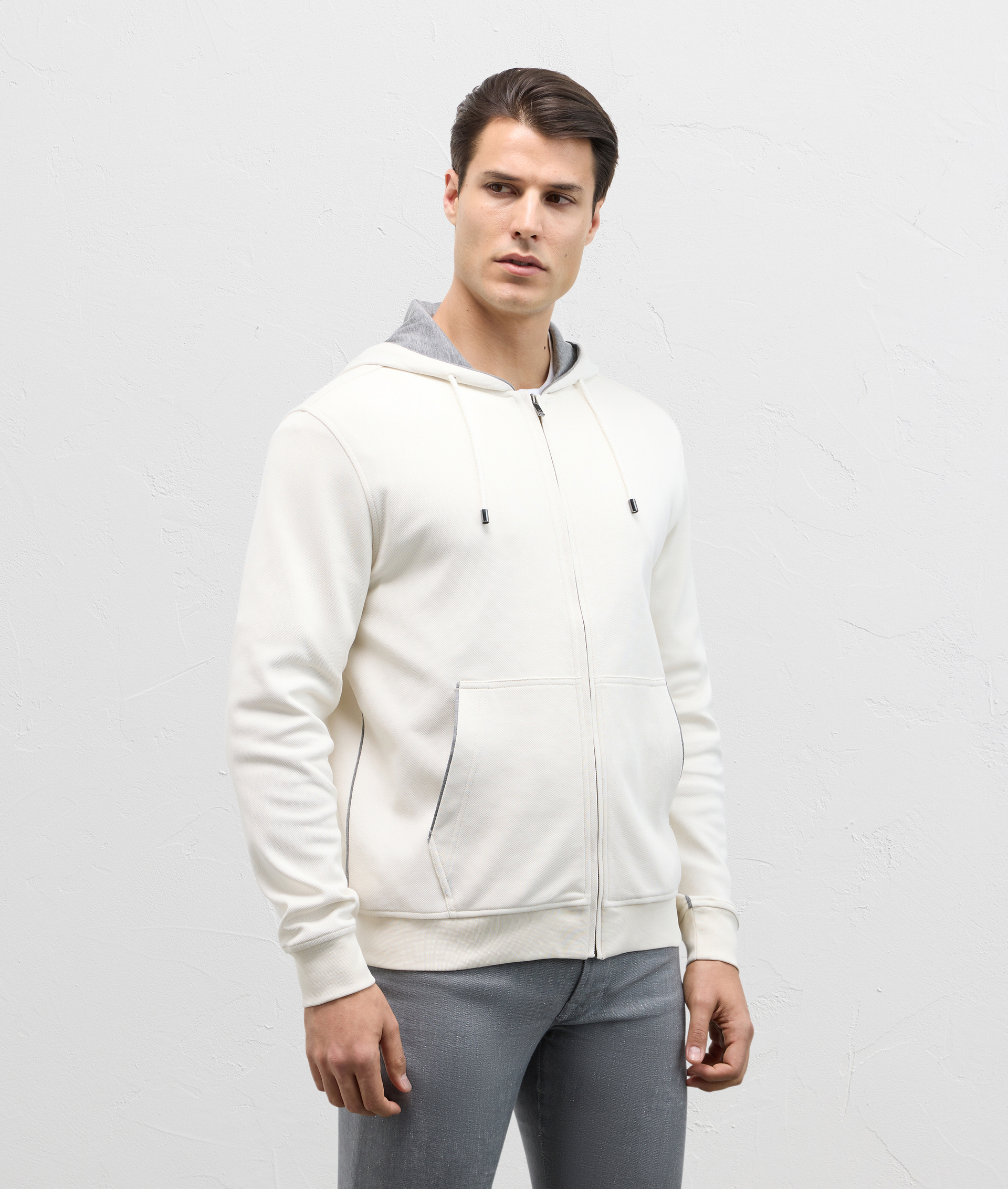 Sweatshirt In Cotton Piqué White | Pal Zileri