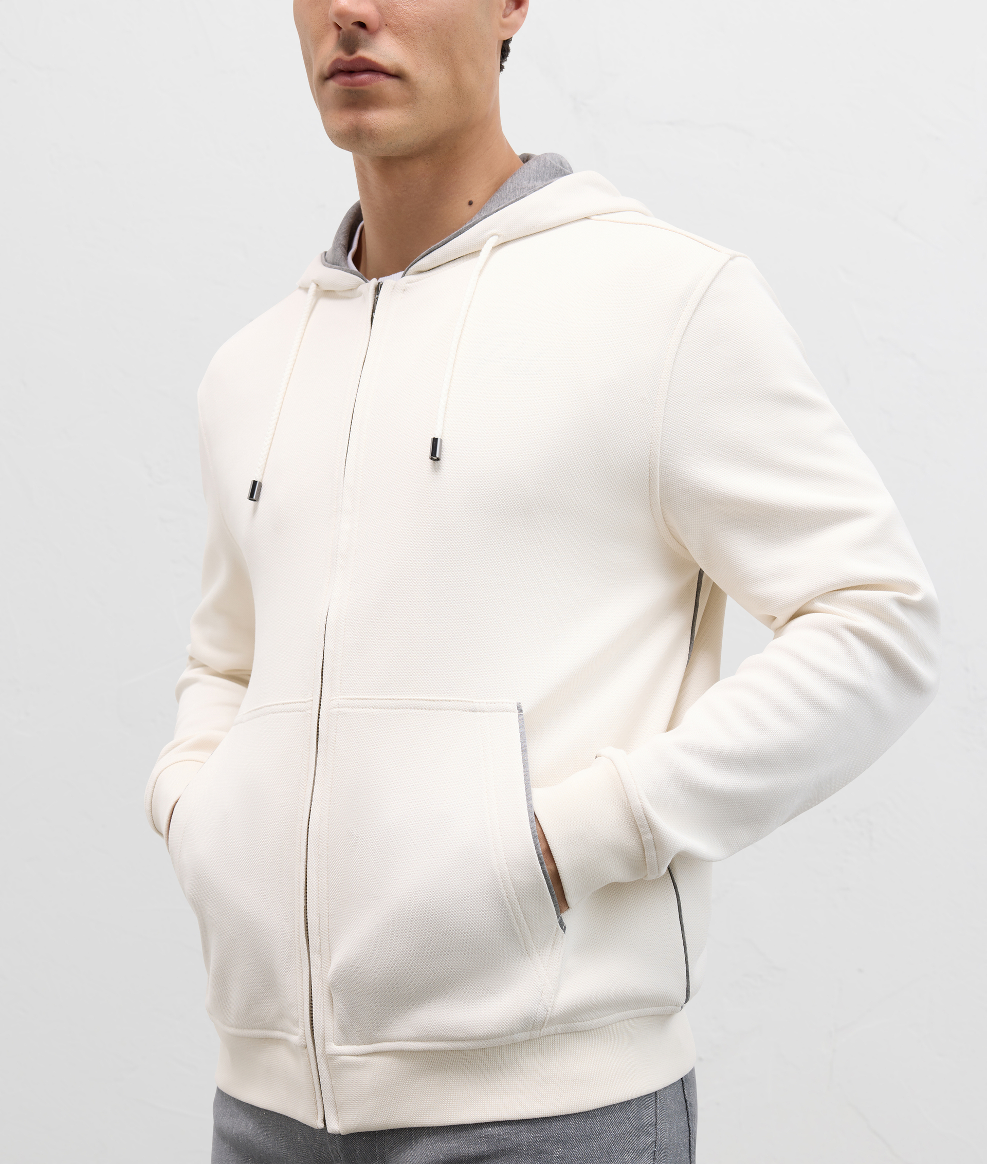 Sweatshirt In Cotton Piqué White | Pal Zileri
