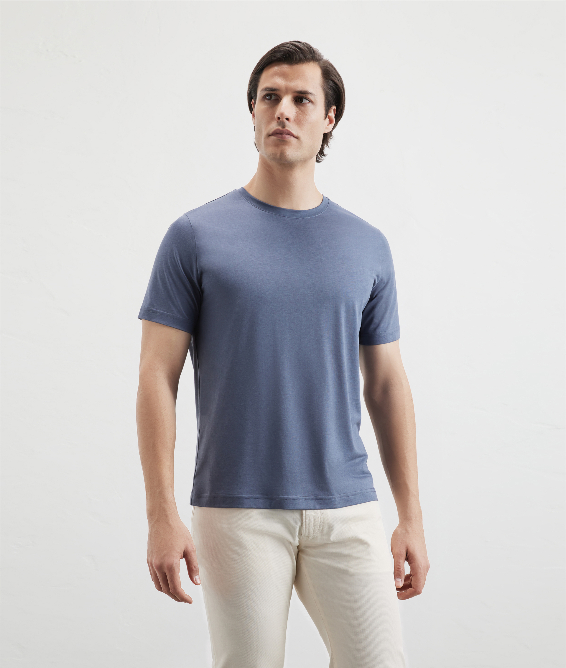 Effortless Tshirt In Cotton And Lyocell Light Blue | Pal Zileri