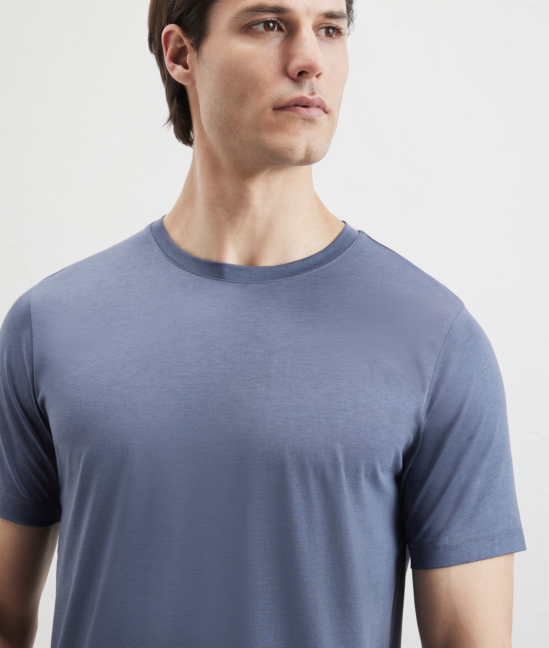 Effortless Tshirt In Cotton And Lyocell Light Blue | Pal Zileri