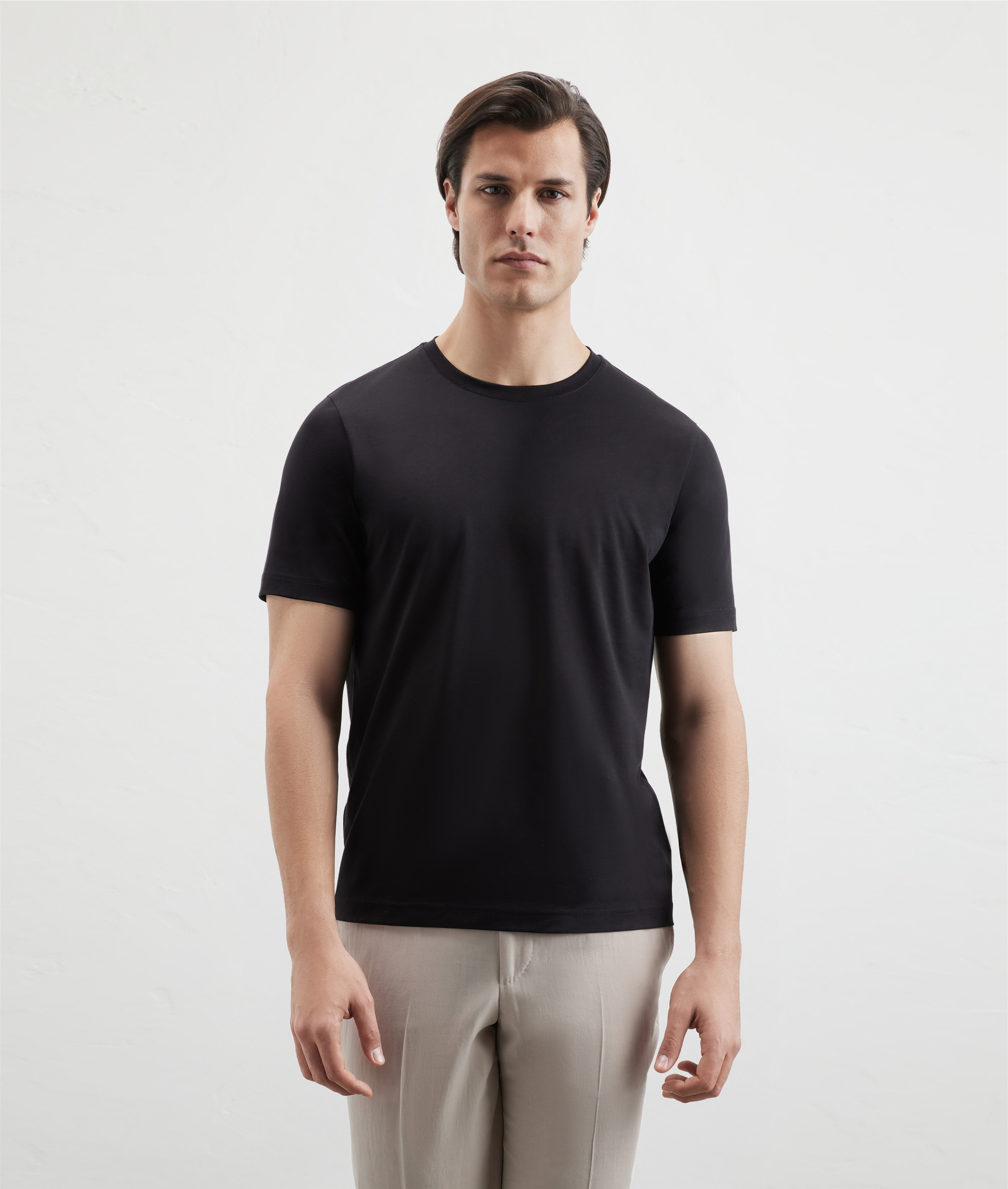 Effortless Tshirt In Cotton And Lyocell Black | Pal Zileri