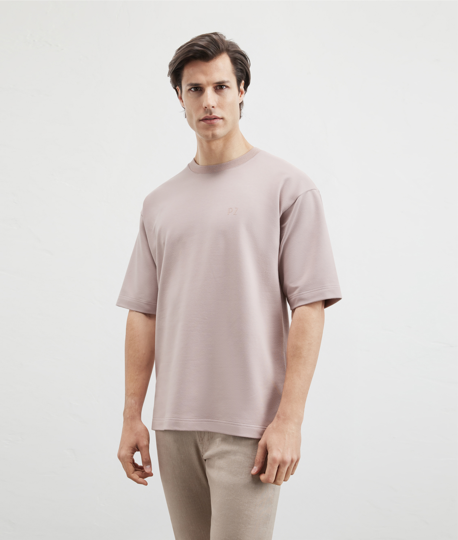 Loose Fit Tshirt In Stretch Cotton And Modal Pink | Pal Zileri