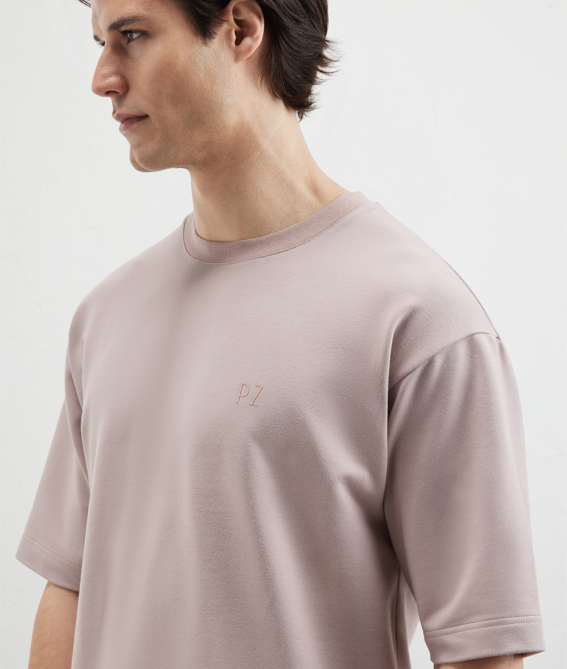 Loose Fit Tshirt In Stretch Cotton And Modal Pink | Pal Zileri