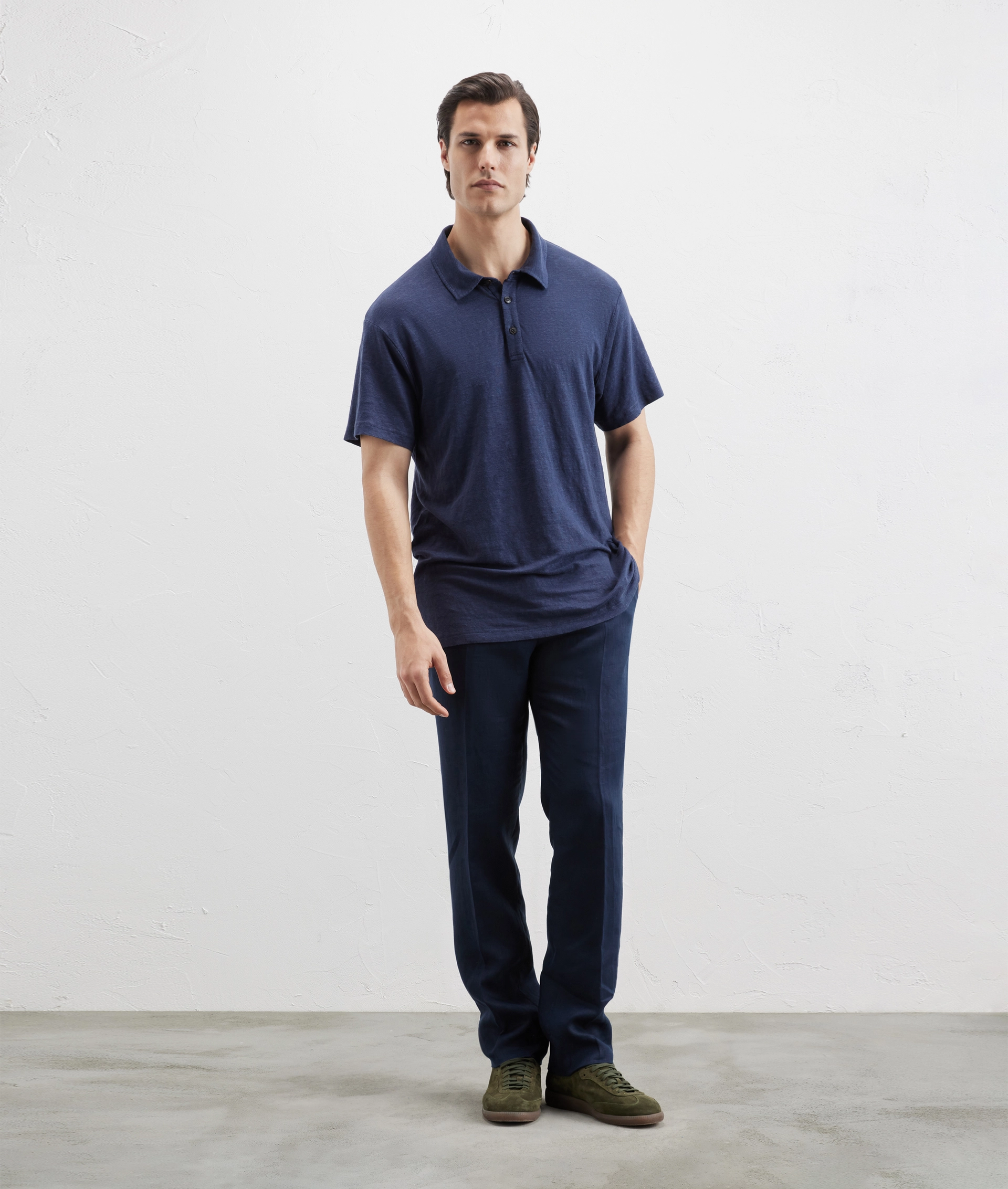 Polo In Linen Jersey Blue Navy | Pal Zileri