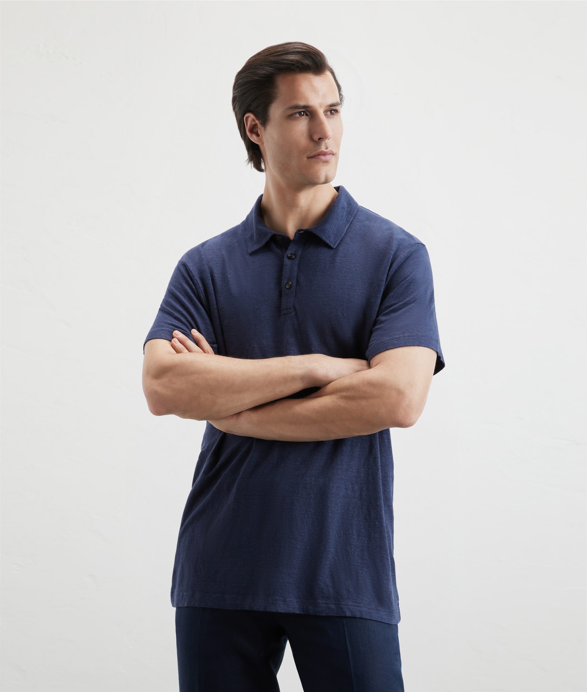 Polo In Linen Jersey Blue Navy | Pal Zileri