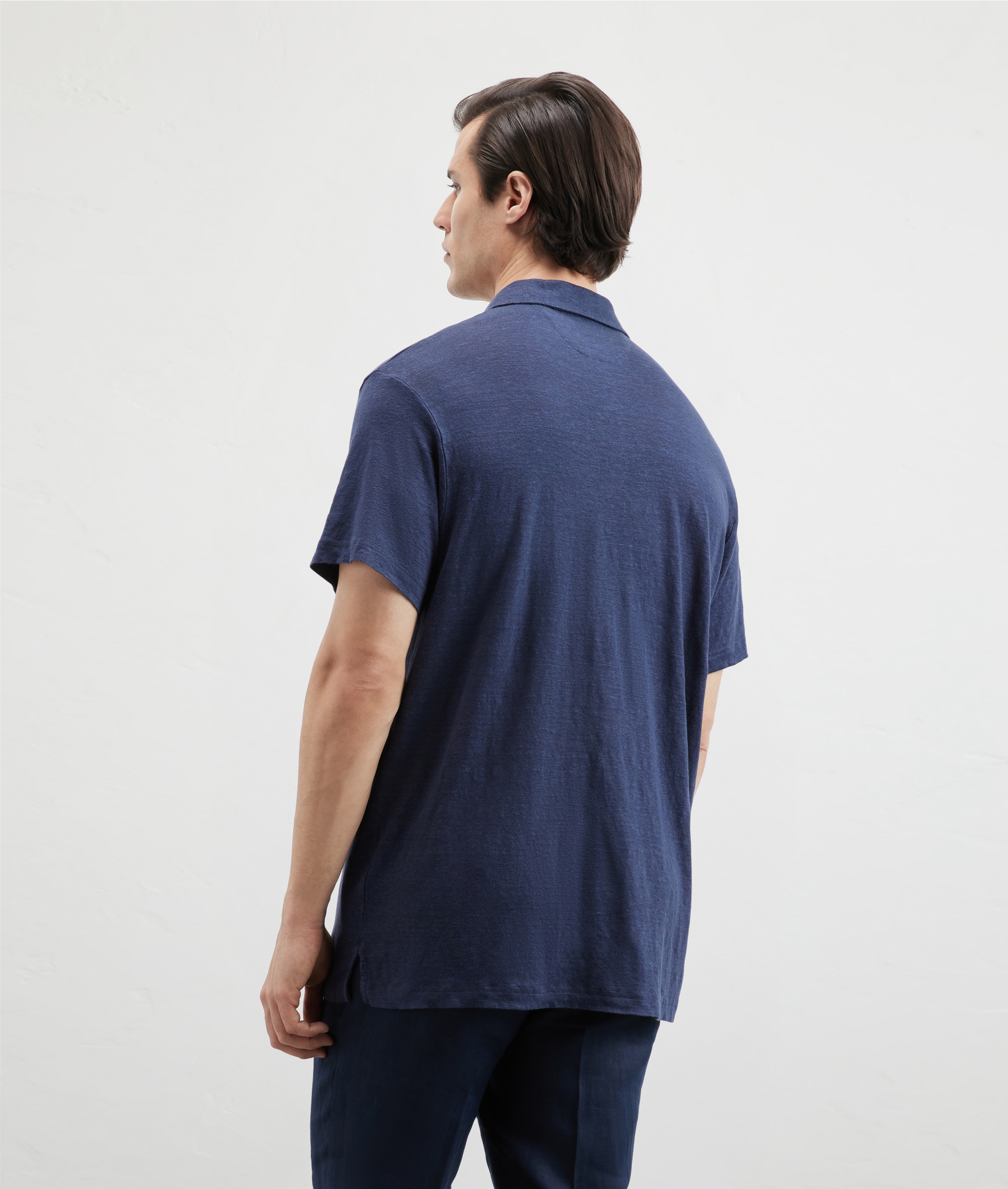 Polo In Linen Jersey Blue Navy | Pal Zileri