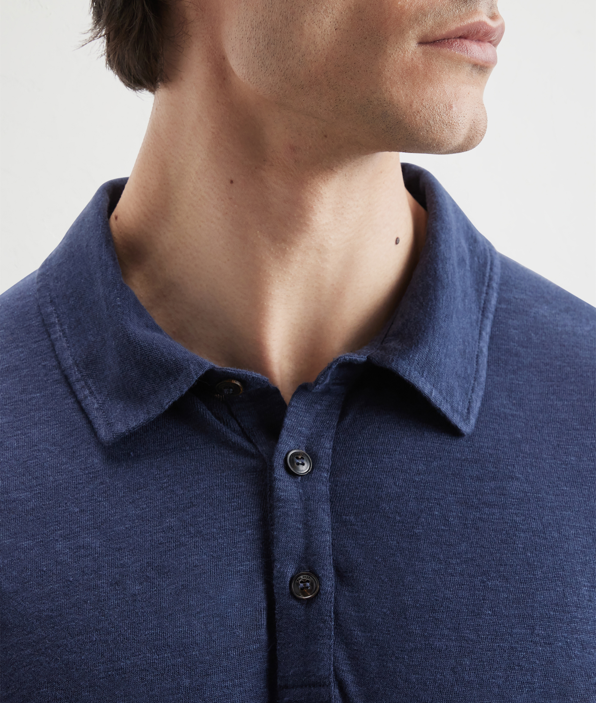 Polo In Linen Jersey Blue Navy | Pal Zileri