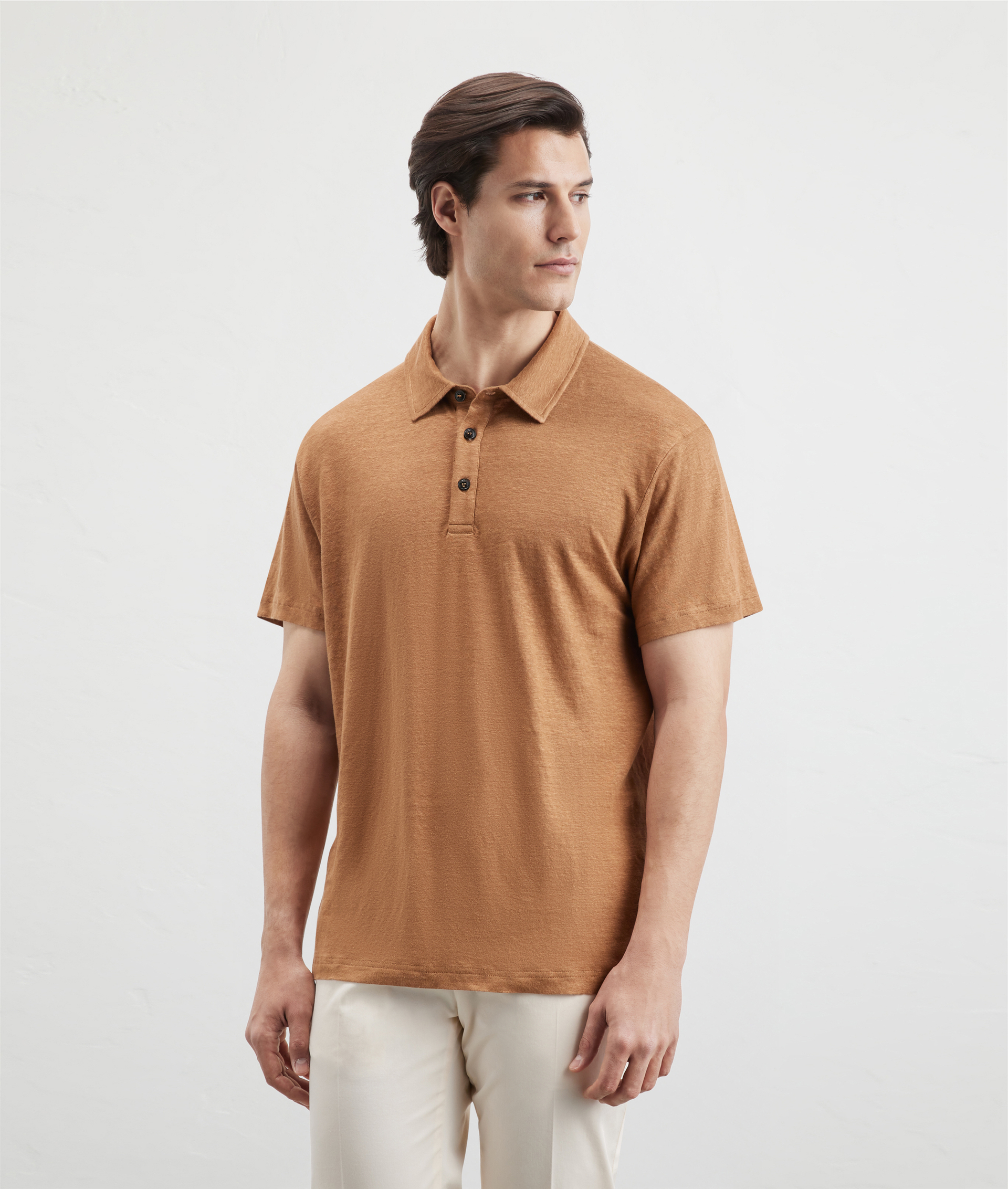 Polo In Linen Jersey Light Brown | Pal Zileri