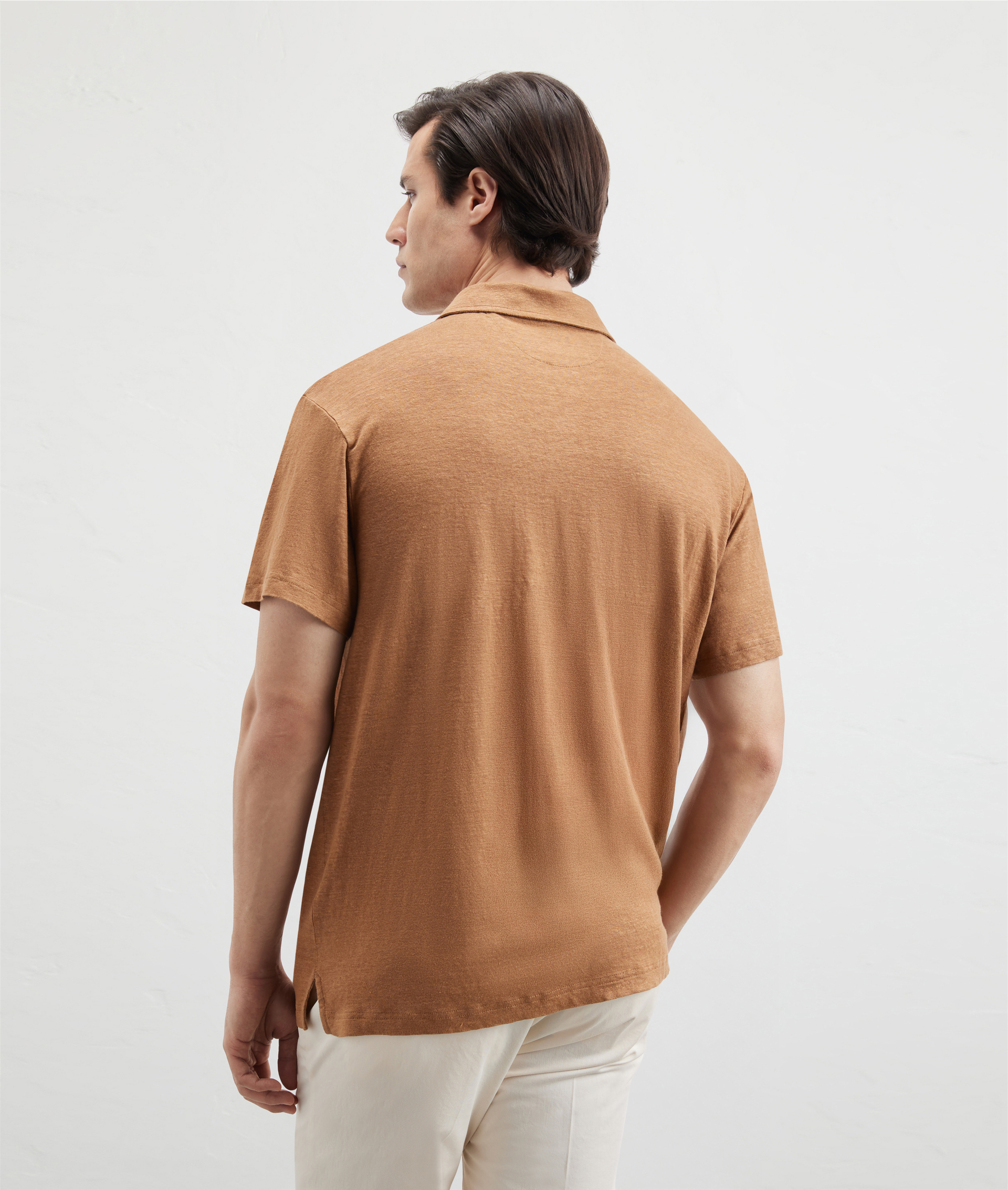 Polo In Linen Jersey Light Brown | Pal Zileri