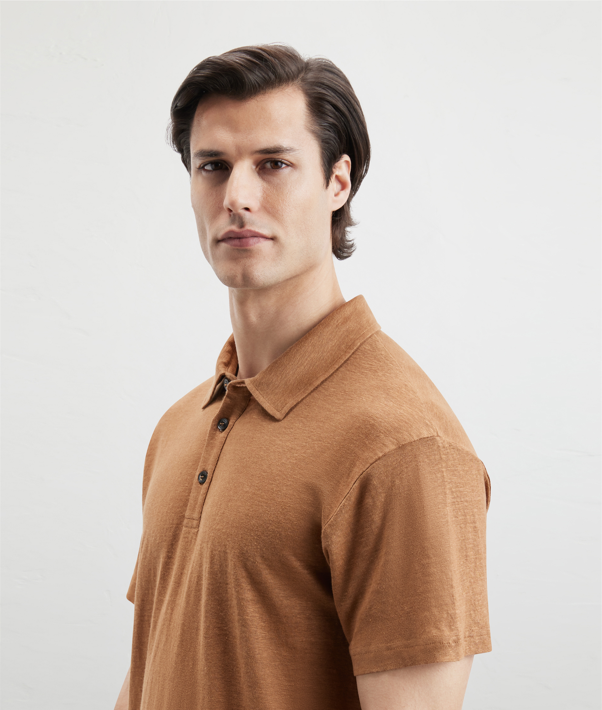 Polo In Linen Jersey Light Brown | Pal Zileri