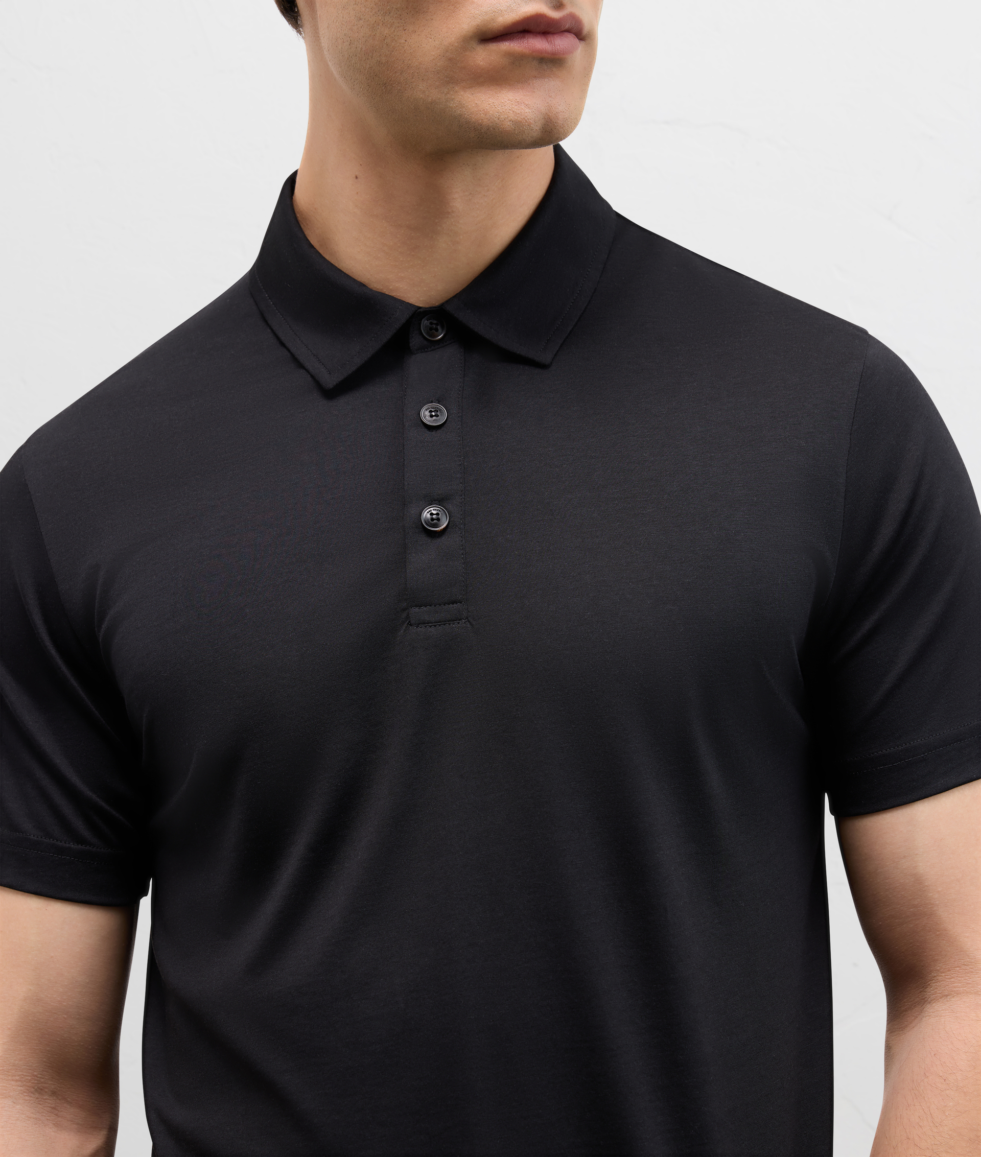 Polo in jersey di cotone e lyocell nera | Pal Zileri