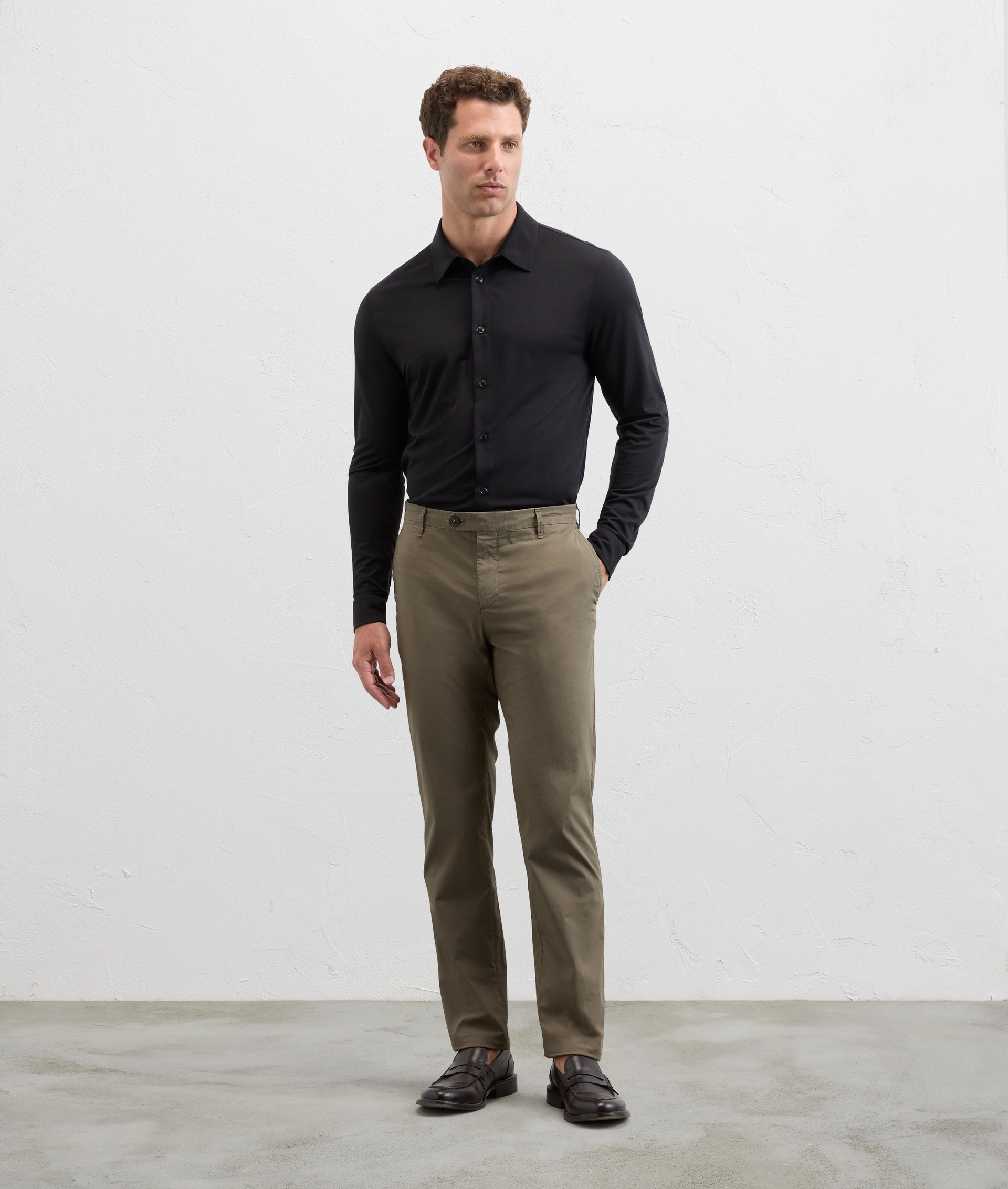 Shirt in cotton and lyocell jersey black - Pal Zileri | Official Website