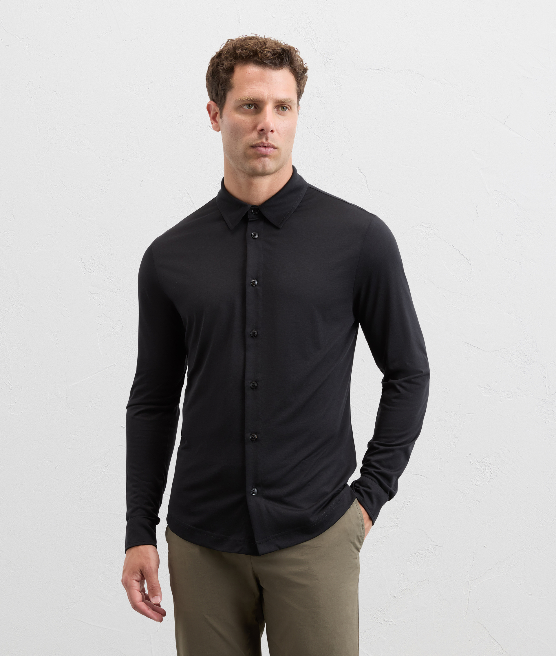 Shirt in cotton and lyocell jersey black - Pal Zileri | Official Website