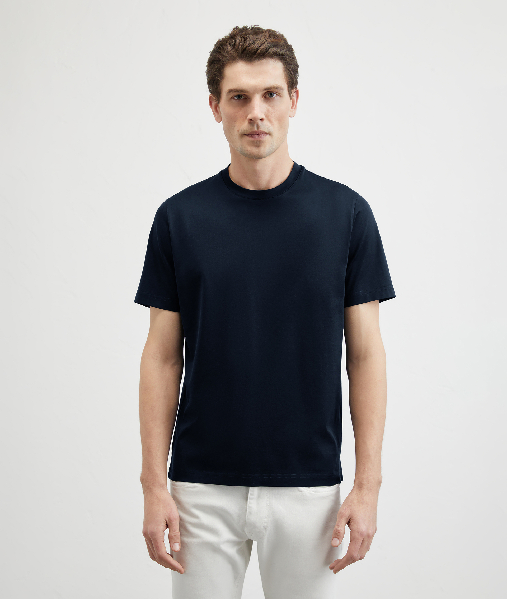 Tshirt In Mercerized Cotton Blue Navy | Pal Zileri