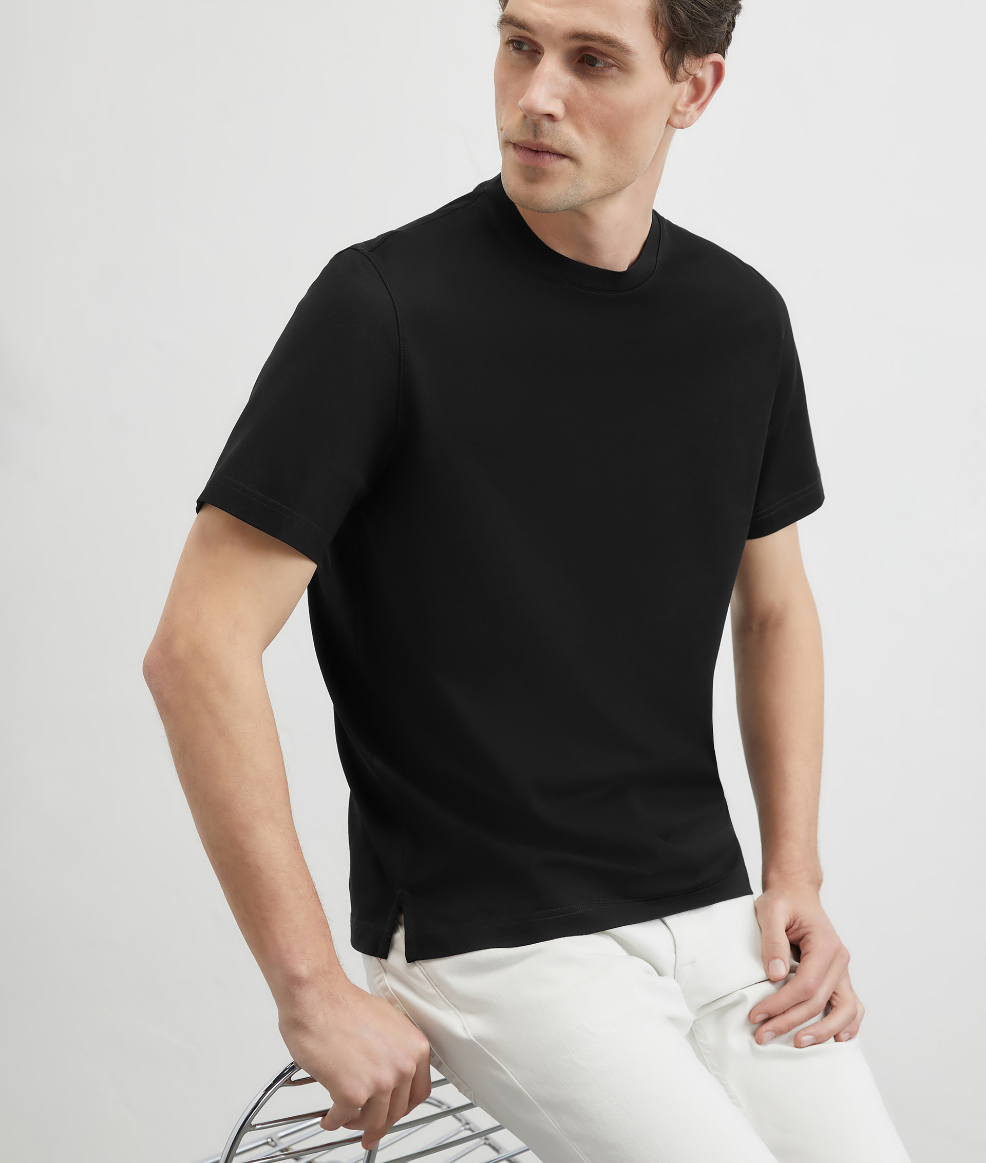 Tshirt In Mercerized Cotton Dark Grey | Pal Zileri