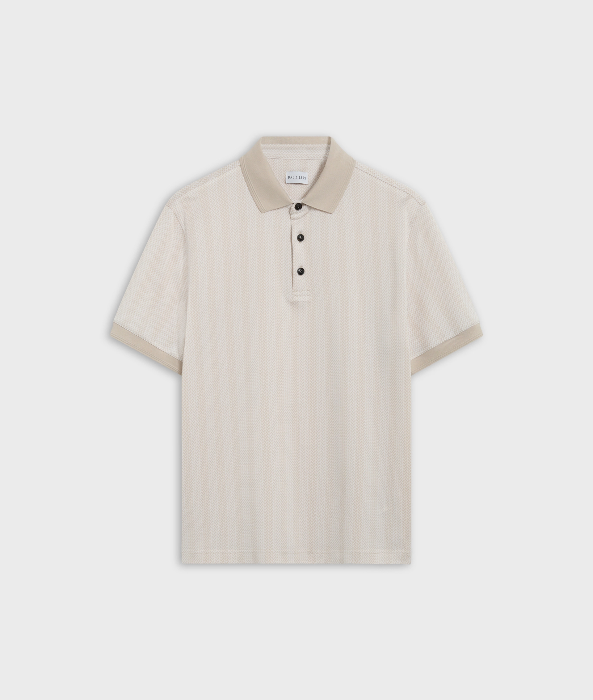 Jersey Polo In Jacquard Cotton Natural | Pal Zileri