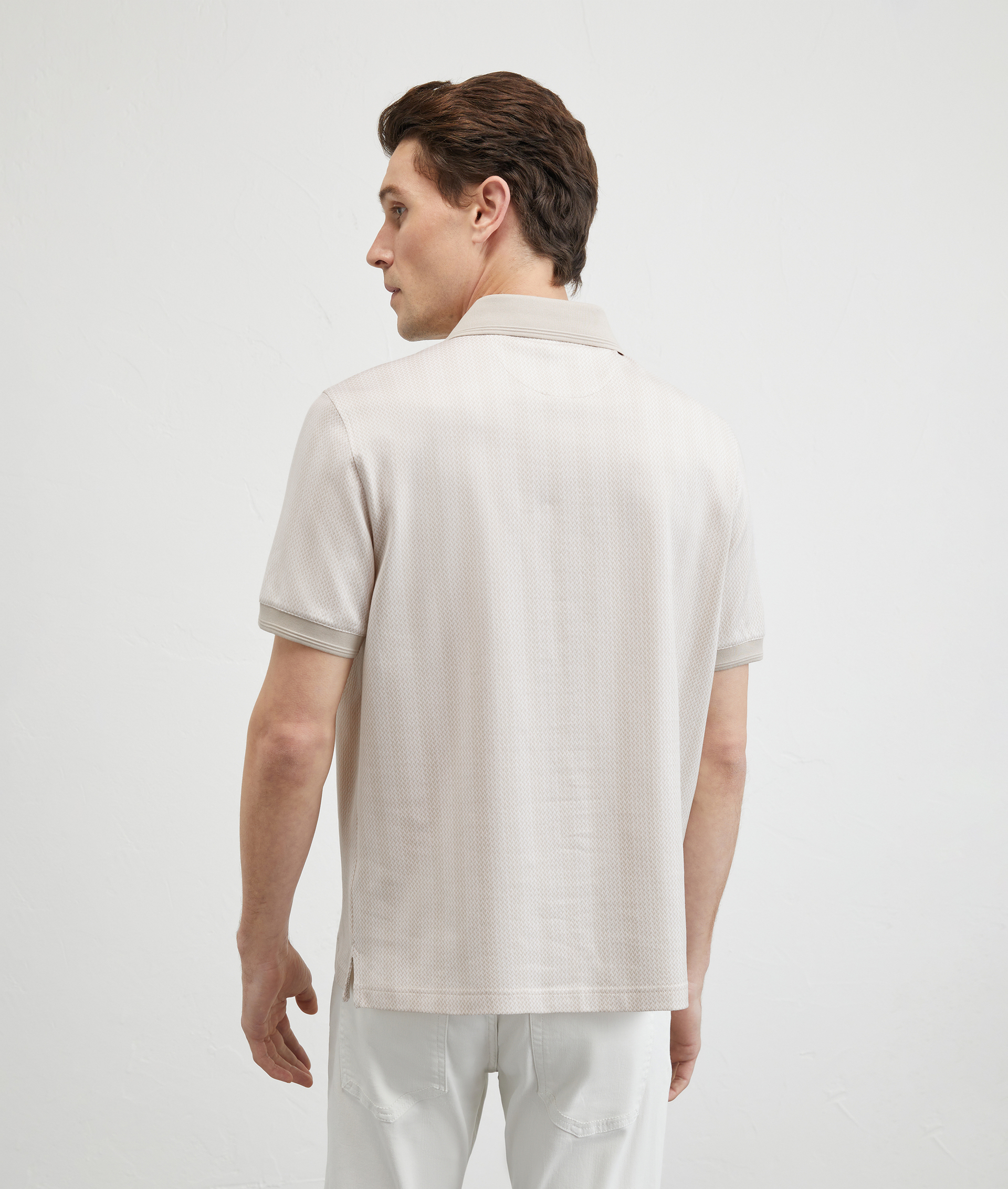 Jersey Polo In Jacquard Cotton Natural | Pal Zileri