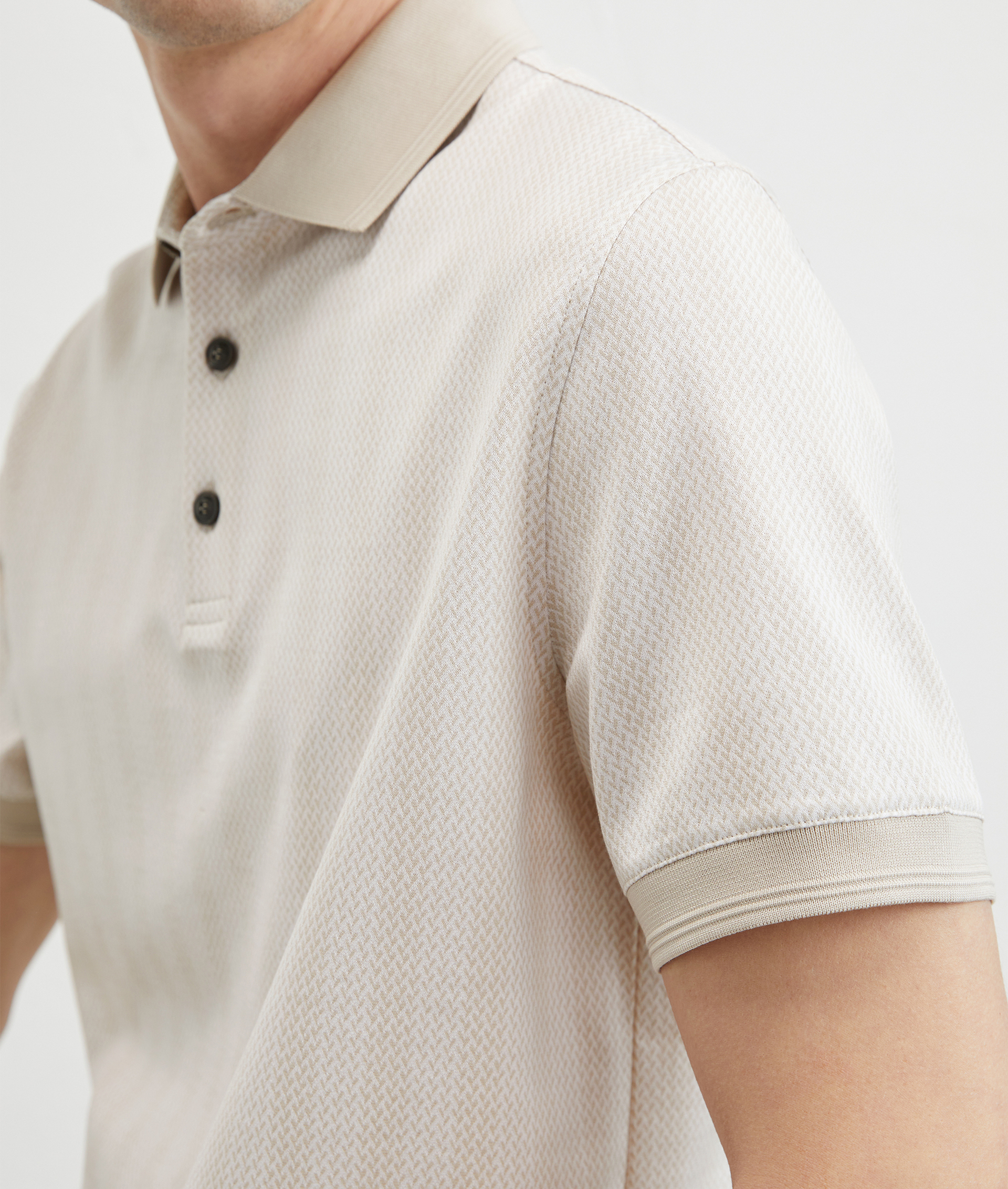 Jersey Polo In Jacquard Cotton Natural | Pal Zileri