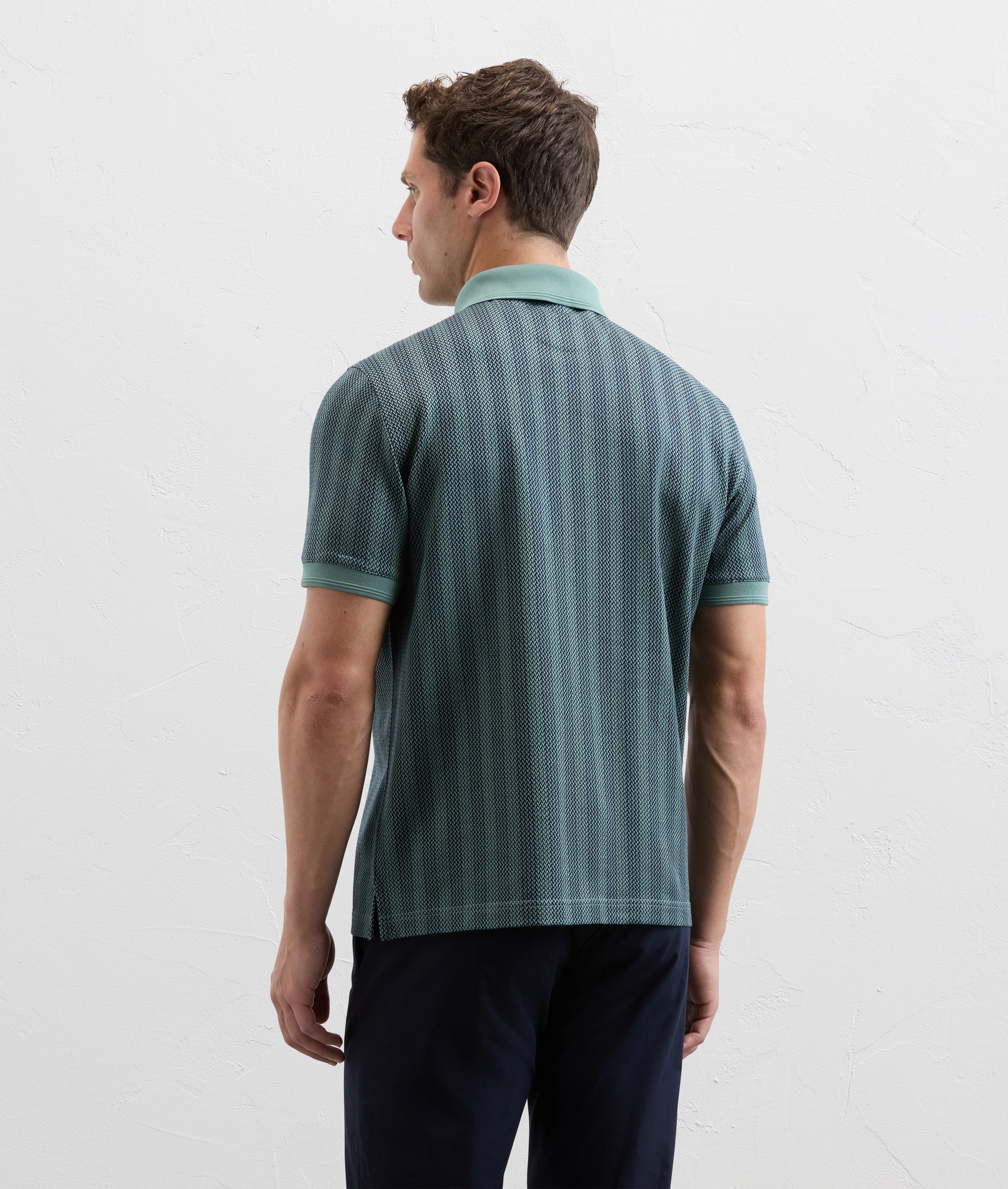 Polo shirt in cotton jacquard jersey light green - Pal Zileri | Official Website