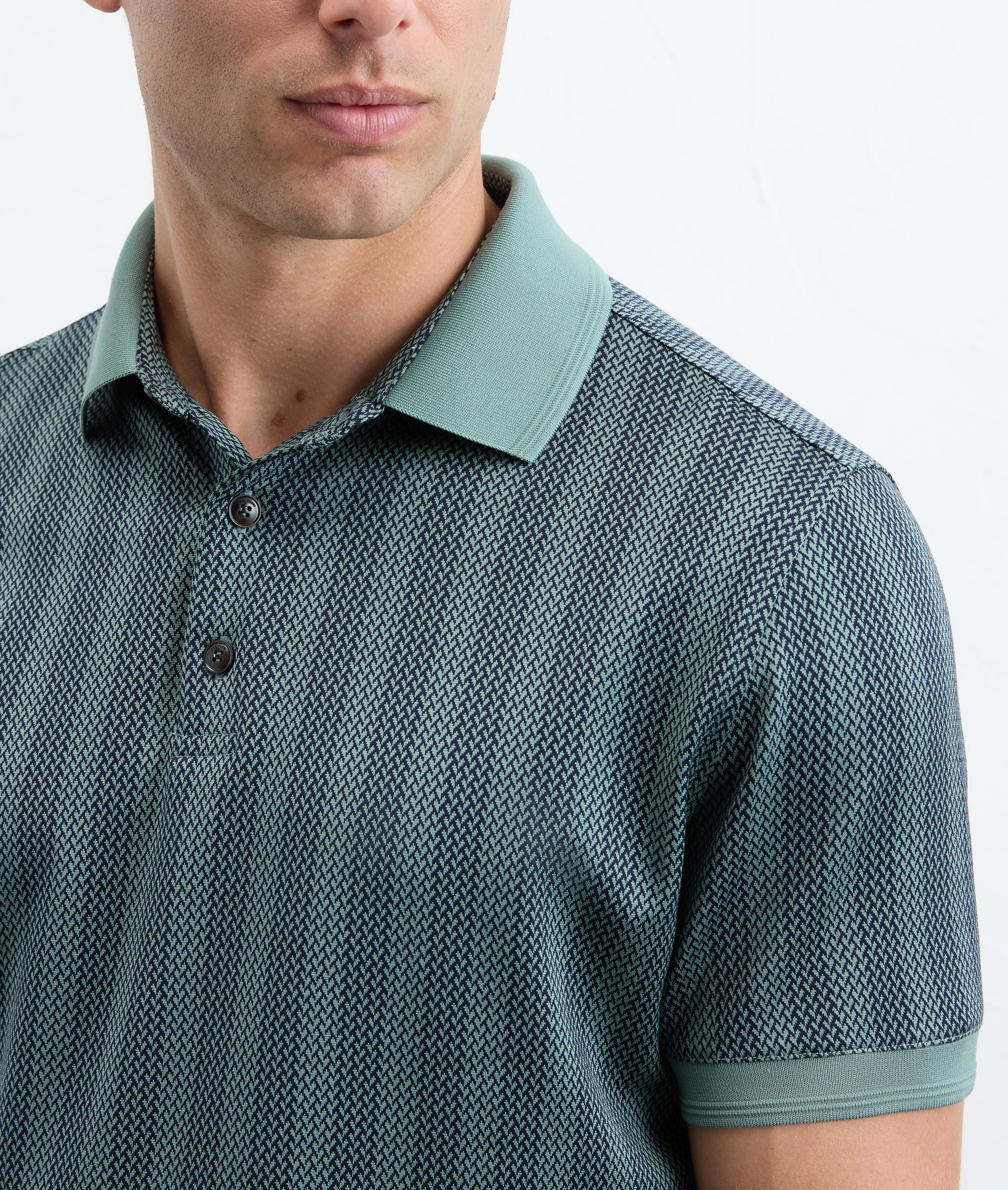 Polo shirt in cotton jacquard jersey light green - Pal Zileri | Official Website