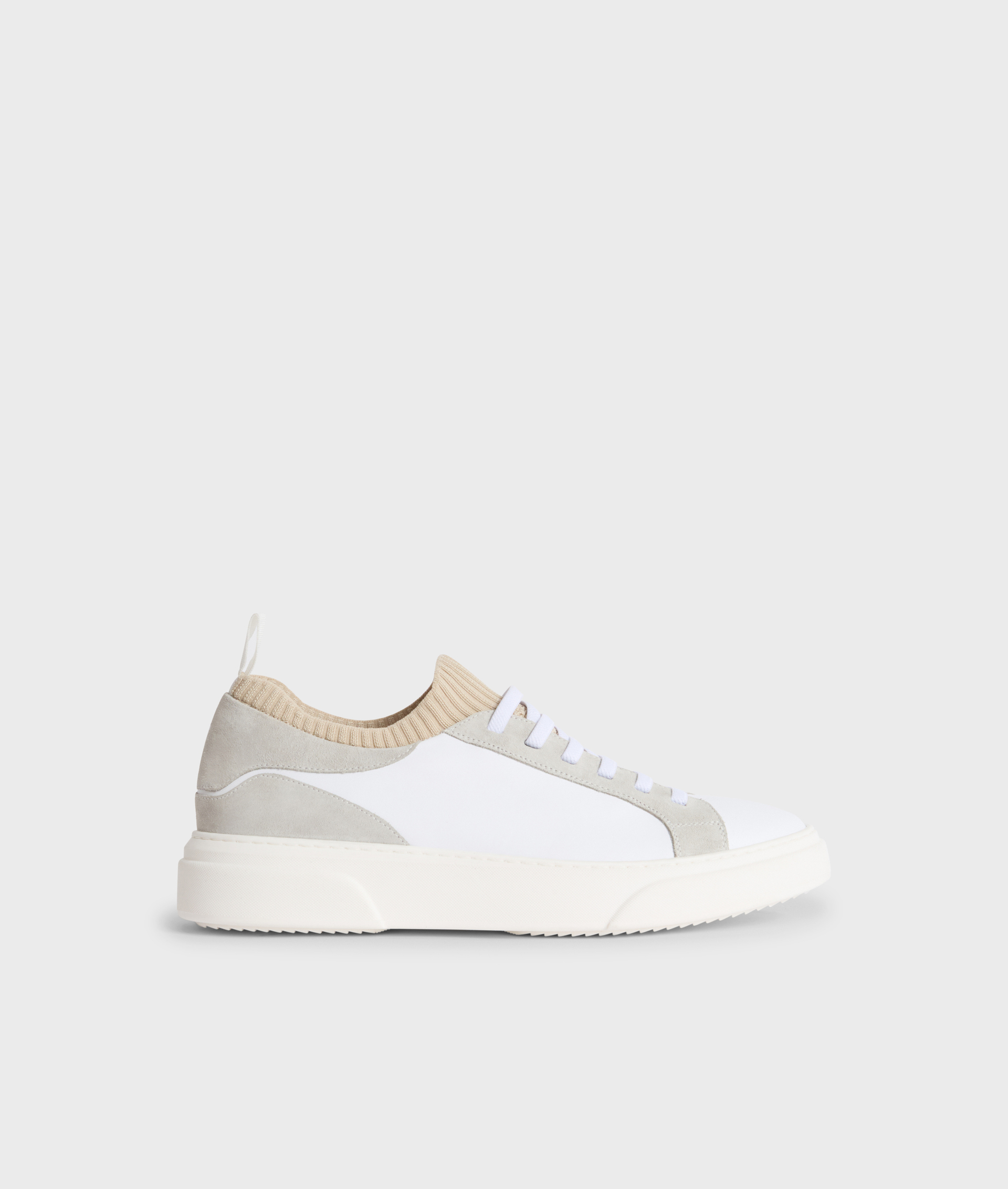Slip-On In Leather With Suede Details White | Pal Zileri
