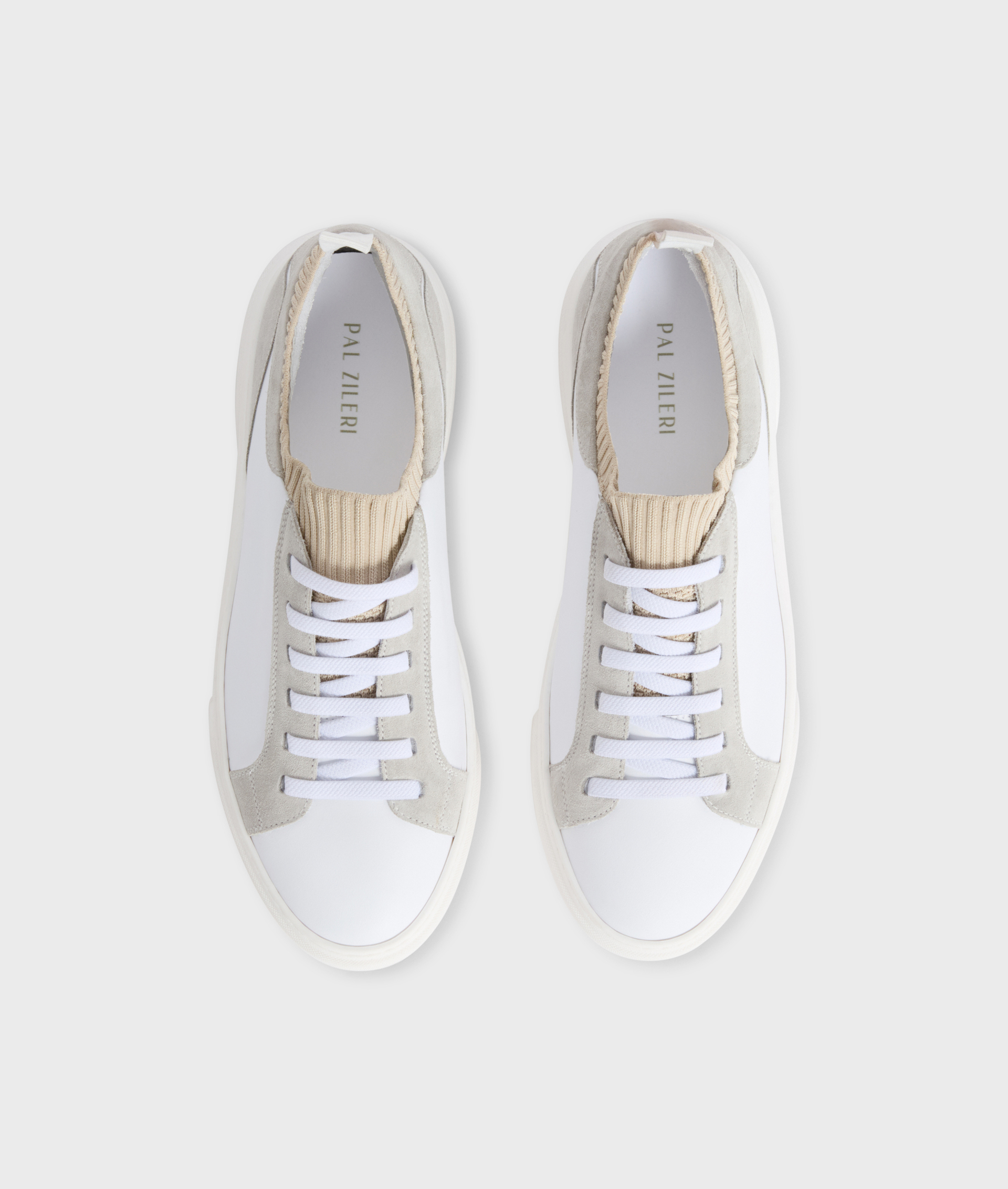 Slip-On In Leather With Suede Details White | Pal Zileri