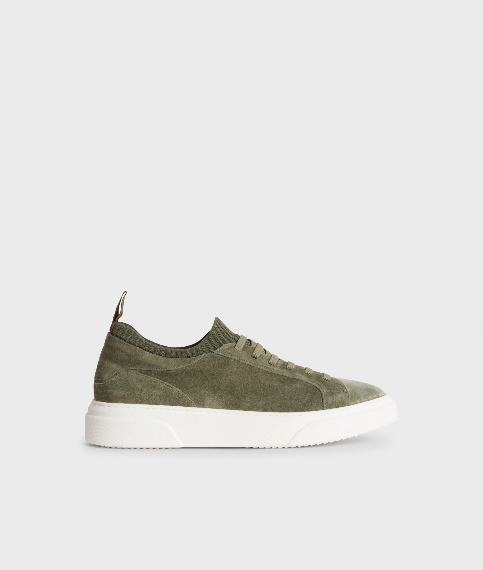 Sneakers In Calfskin Leather With Suede Details Green | Pal Zileri