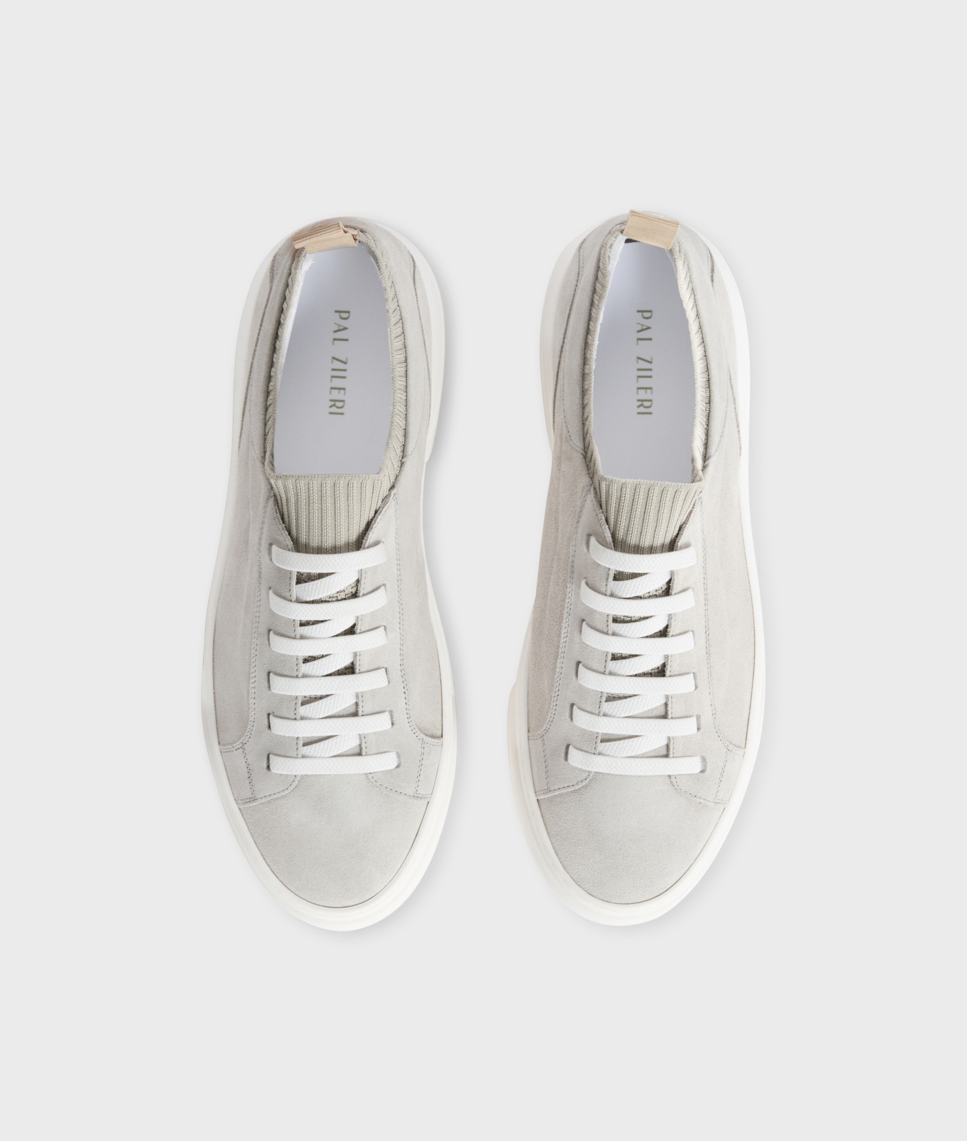 Sneakers In Calfskin Leather With Suede Details White | Pal Zileri