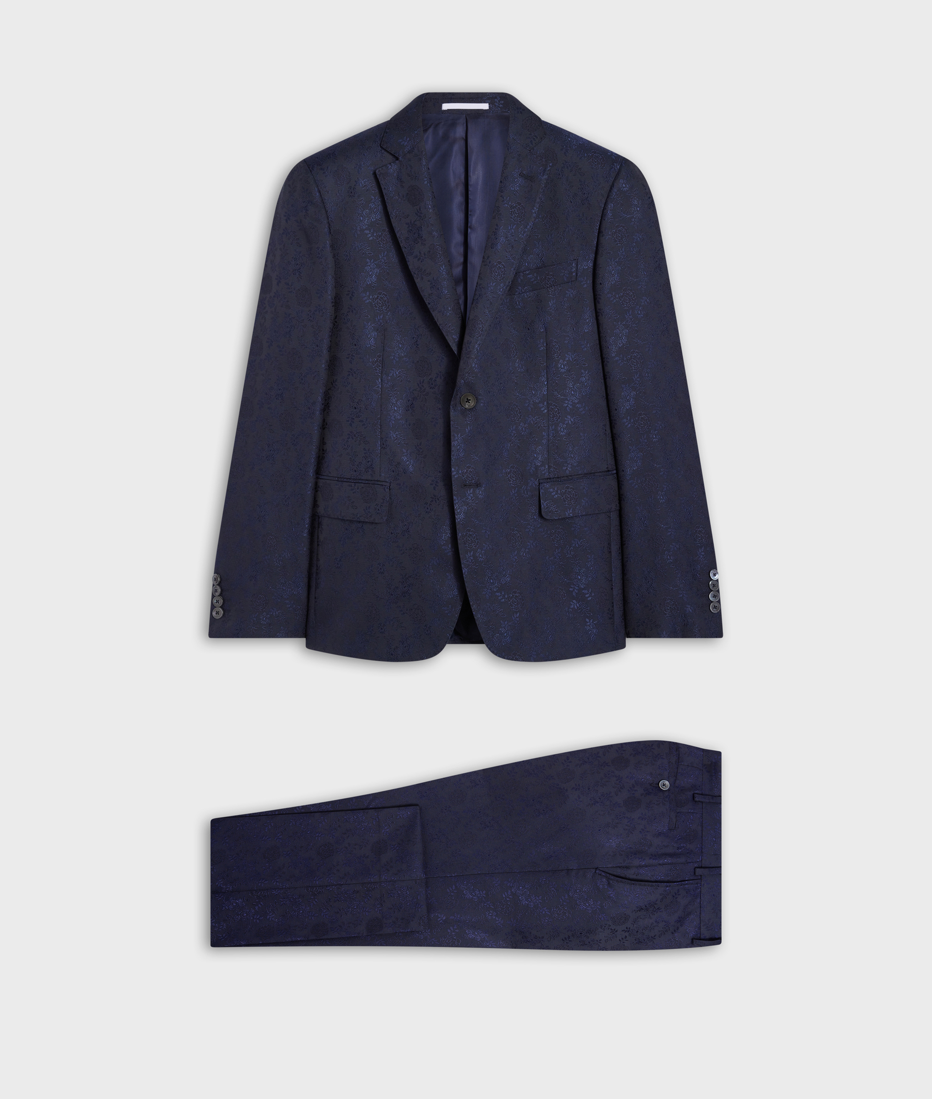 Jacquard Suit With Floral Pattern Navy Blue | Pal Zileri