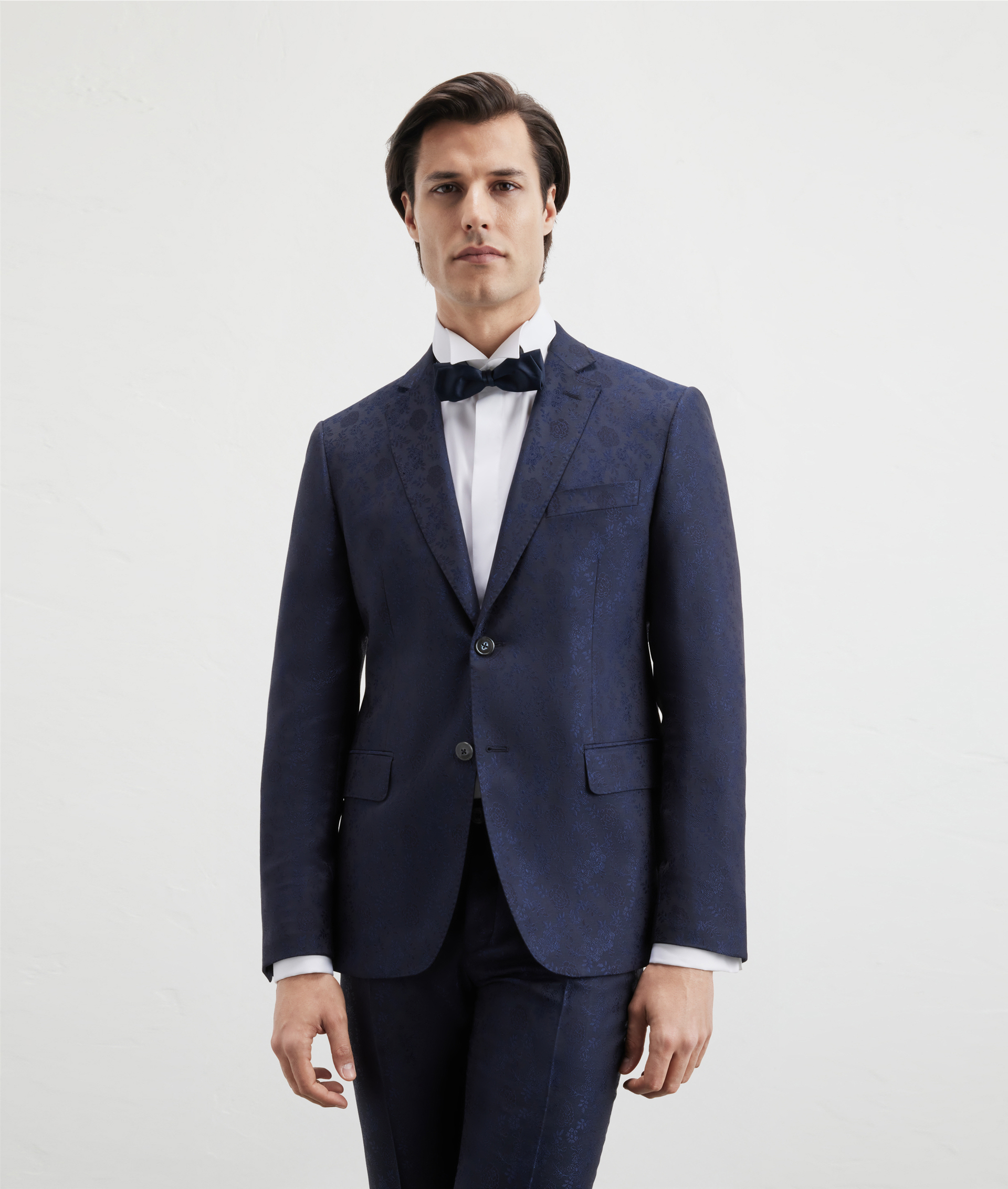 Abito In Jacquard Con Motivo Floreale Blu Navy | Pal Zileri