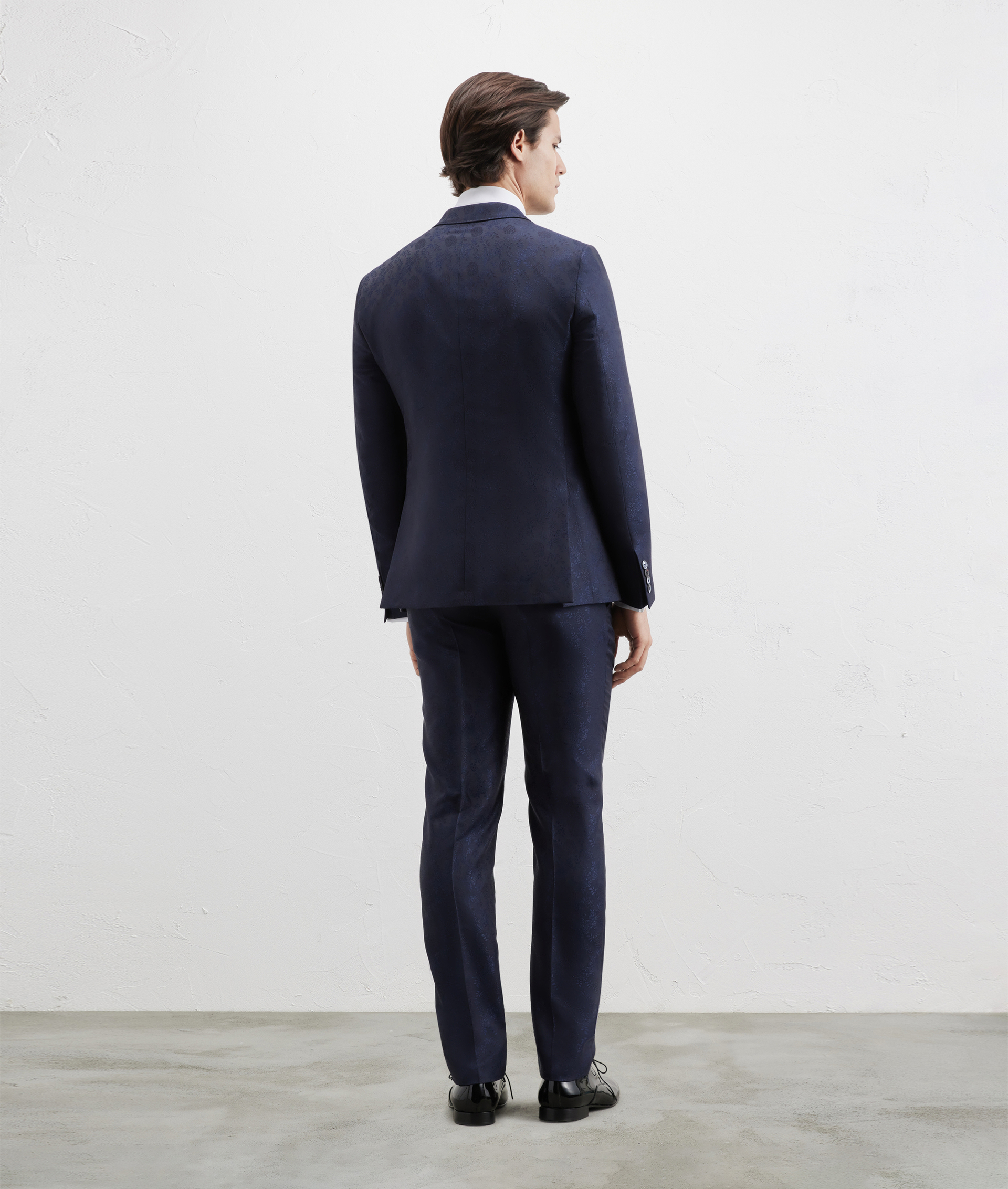 Abito In Jacquard Con Motivo Floreale Blu Navy | Pal Zileri