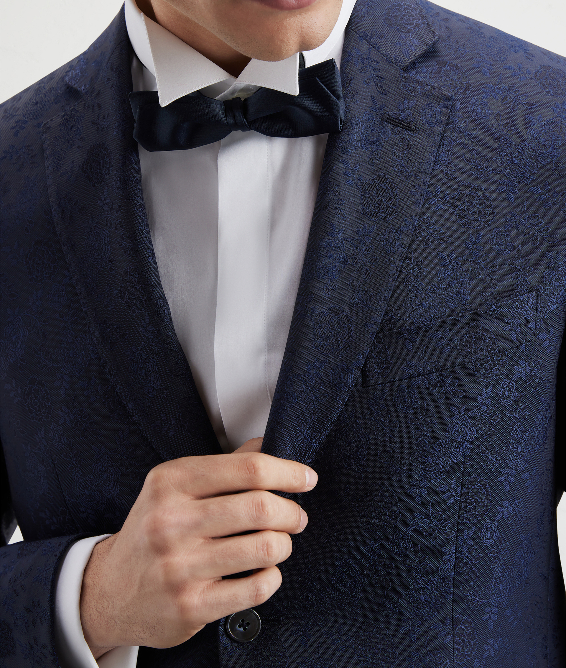 Abito In Jacquard Con Motivo Floreale Blu Navy | Pal Zileri