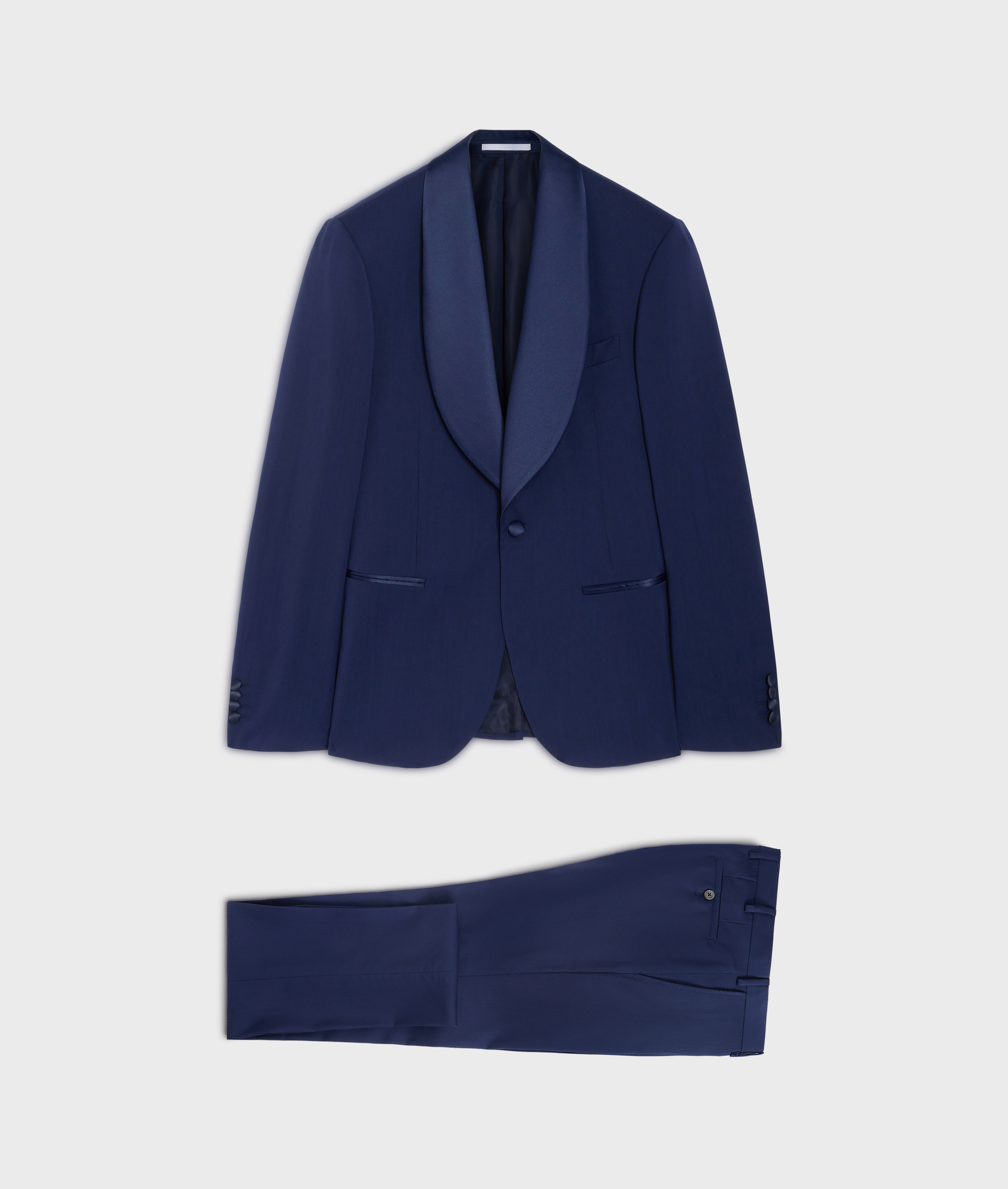Suit In Pure Wool With Satin Lapel Blue - Suits and Blazers - Pal Zileri | Official Website