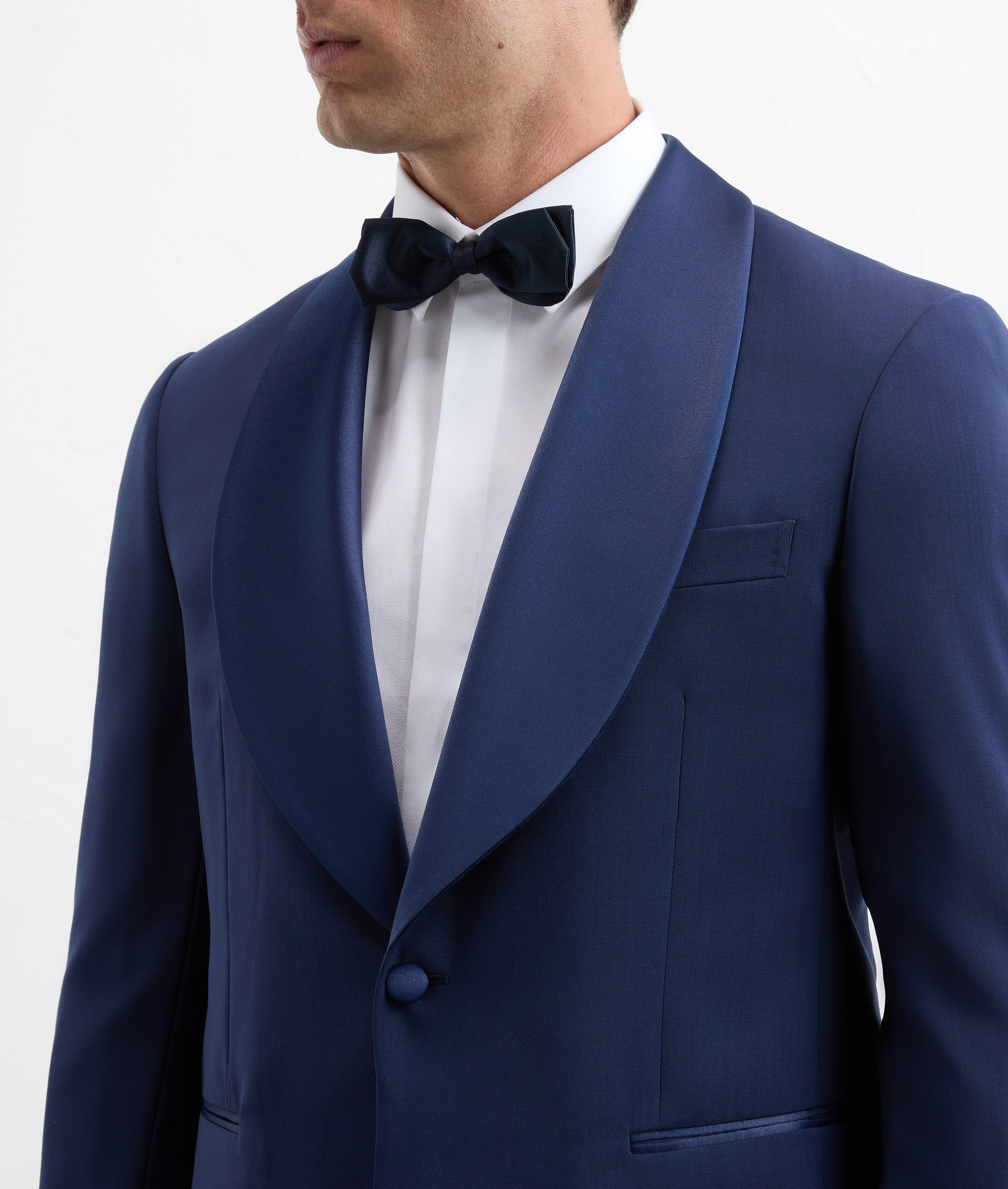 Suit In Pure Wool With Satin Lapel Blue - Pal Zileri | Official Website